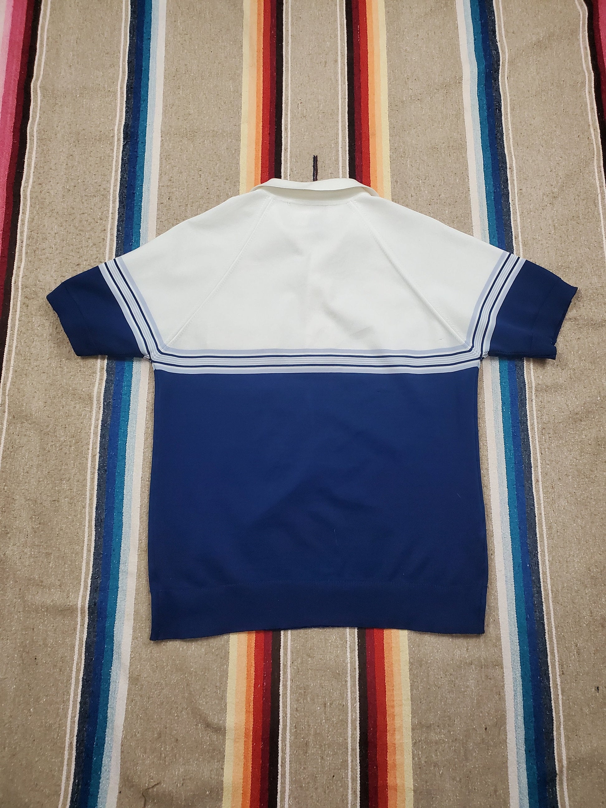 1970s/1980s Striped Knit Polo Shirt Size M