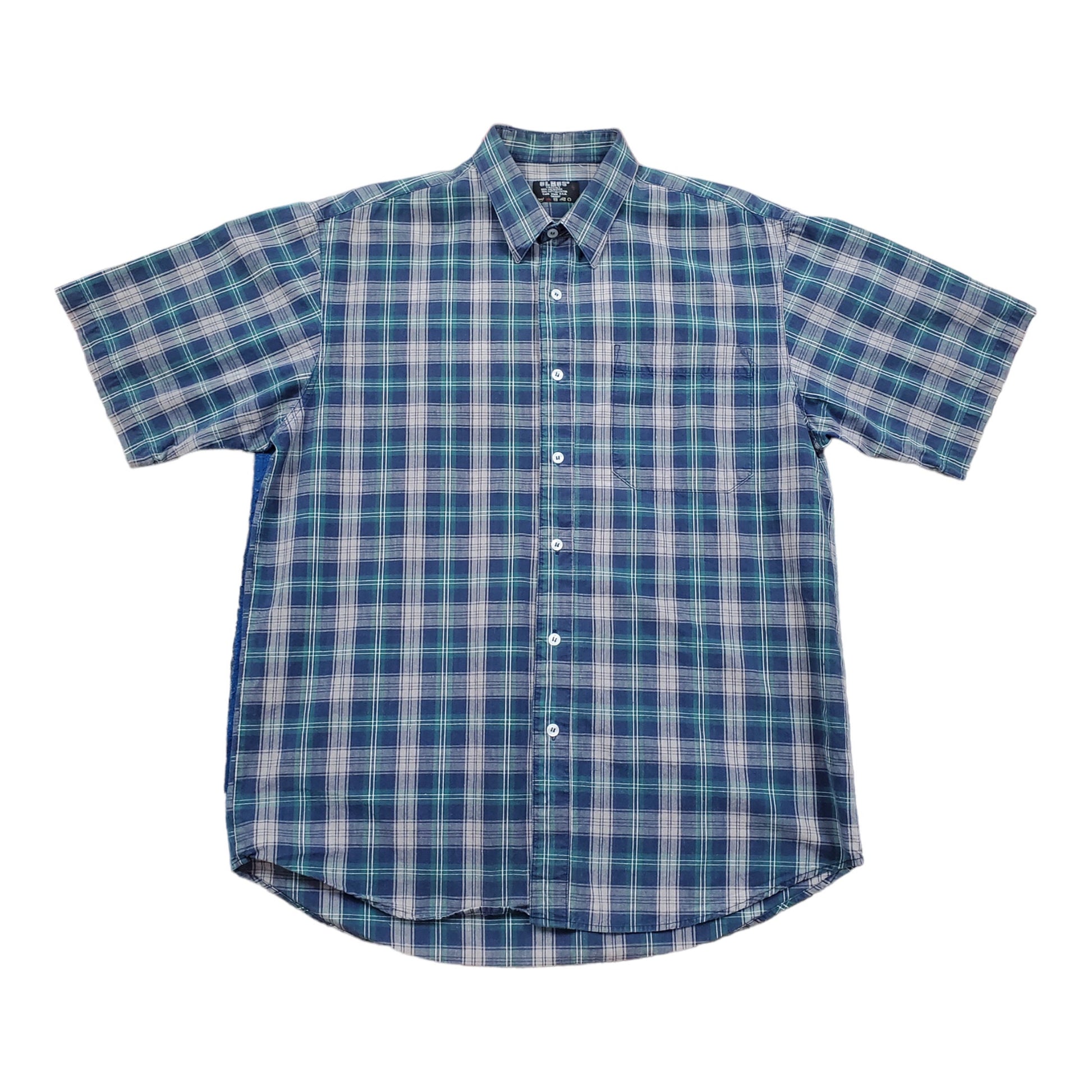 1980s/1990s Olmos Plaid Shortsleeve Shirt Made in Canada Size L/XL