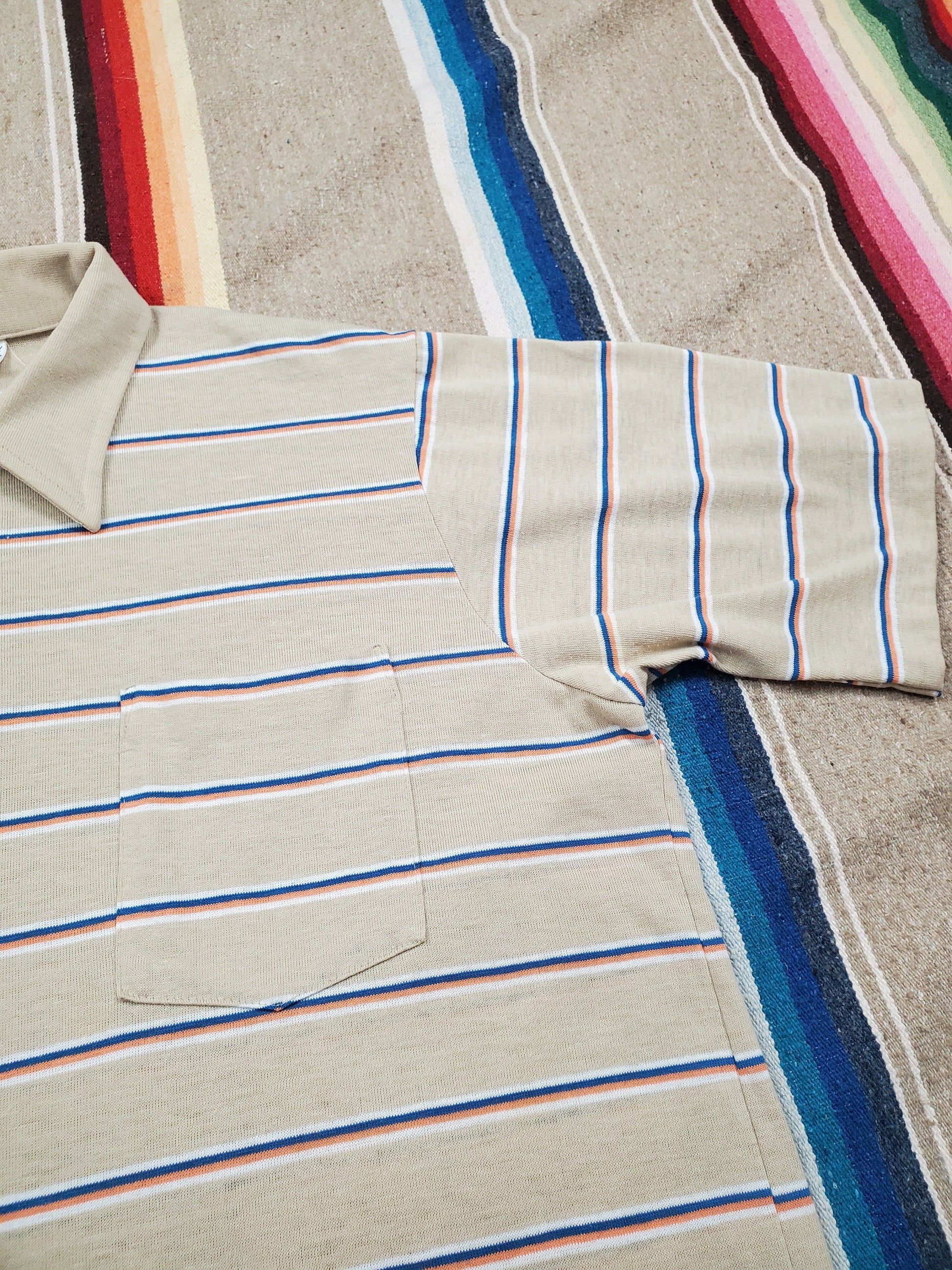 1980s Christopher Hart Striped Polo Shirt Size L