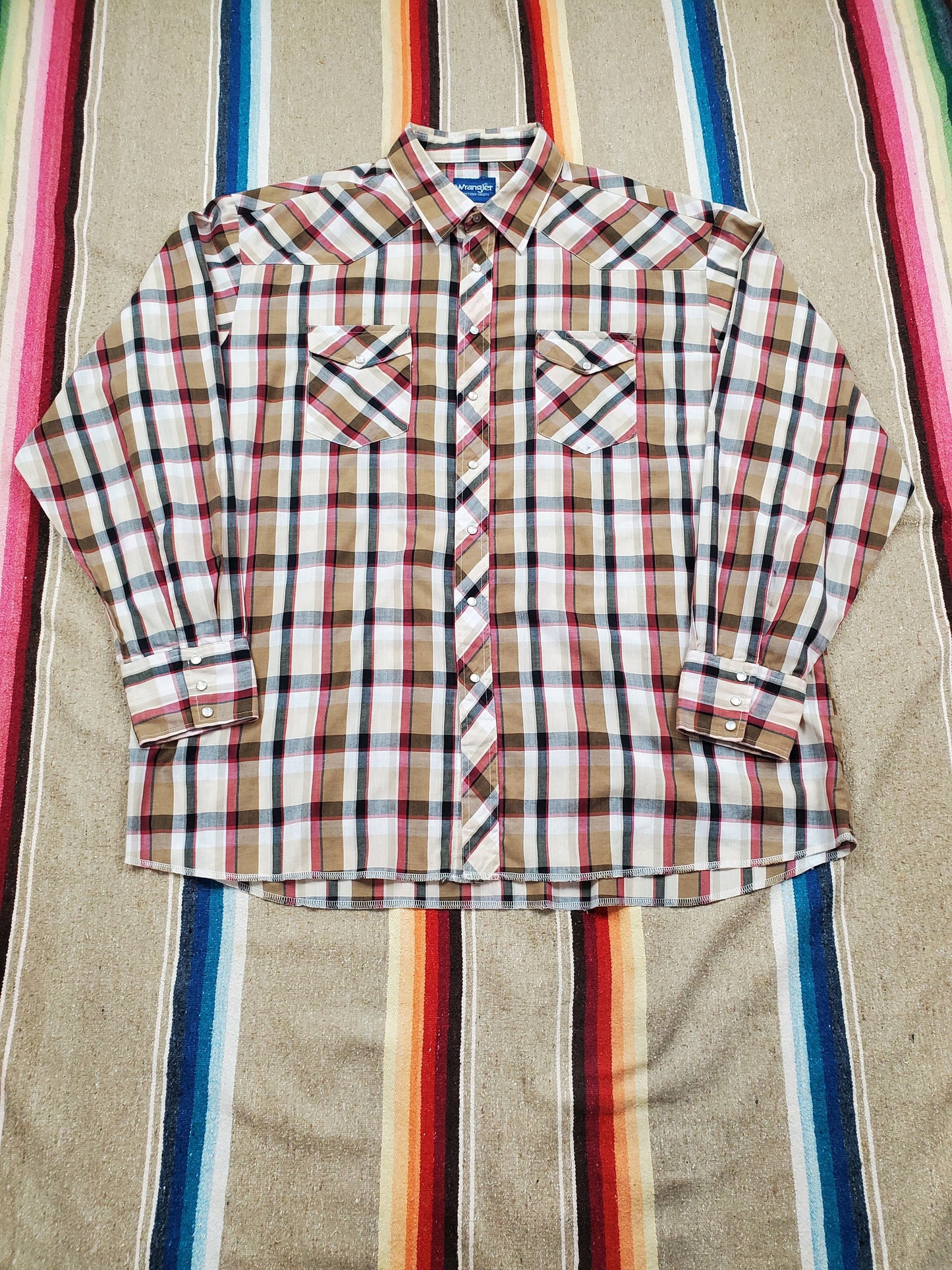 1990s Wrangler Plaid Snaps Western Shirt Size XXL/3XL