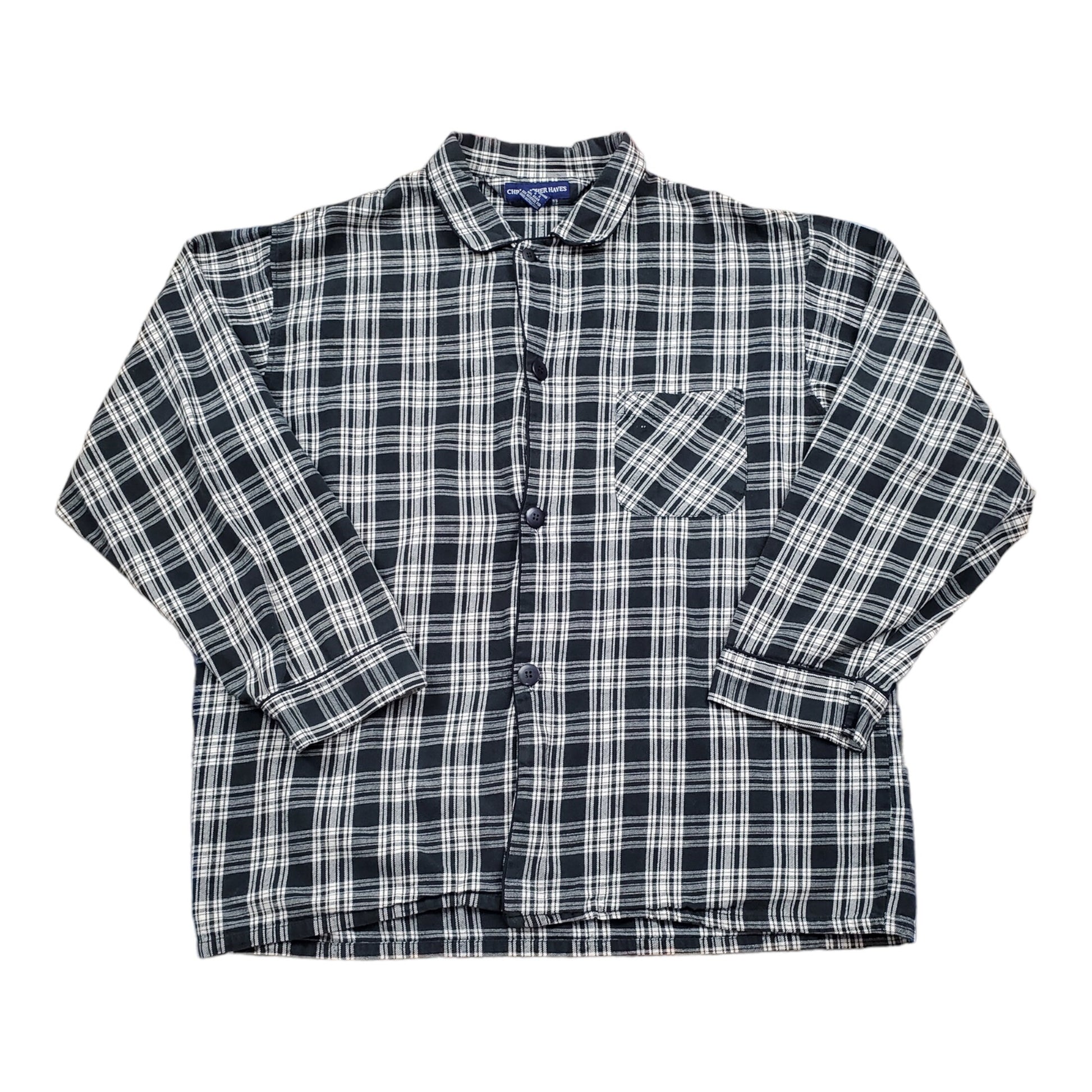 1980s/1990s Christopher Hayes Plaid Sleep Shirt Size L