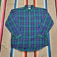 1980s/1990s Van Heusen 417 Single Needle Button Up Longlseeve Plaid Shirt Size L/XL