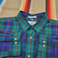 1980s/1990s Van Heusen 417 Single Needle Button Up Longlseeve Plaid Shirt Size L/XL