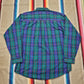 1980s/1990s Van Heusen 417 Single Needle Button Up Longlseeve Plaid Shirt Size L/XL