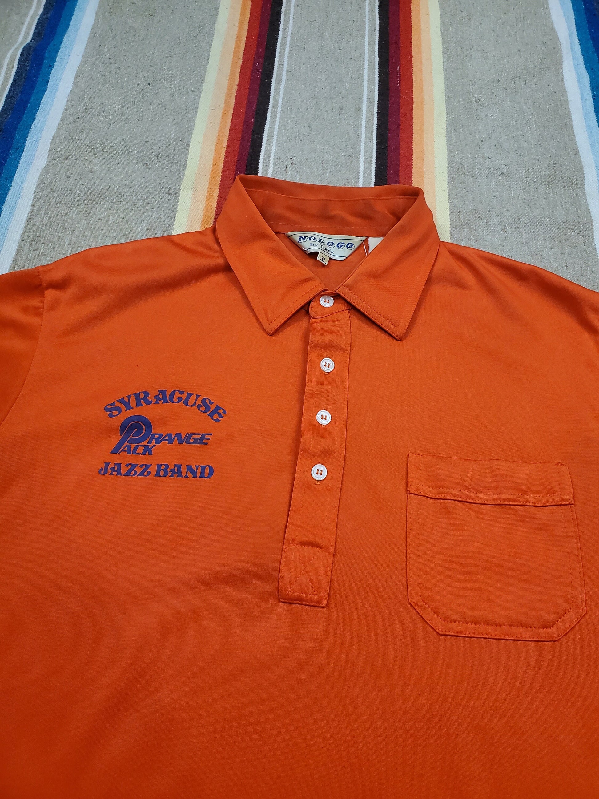 1980s Nologo by Tonix Syracuse Orange Pack Jazz Band Polo Shirt Size L