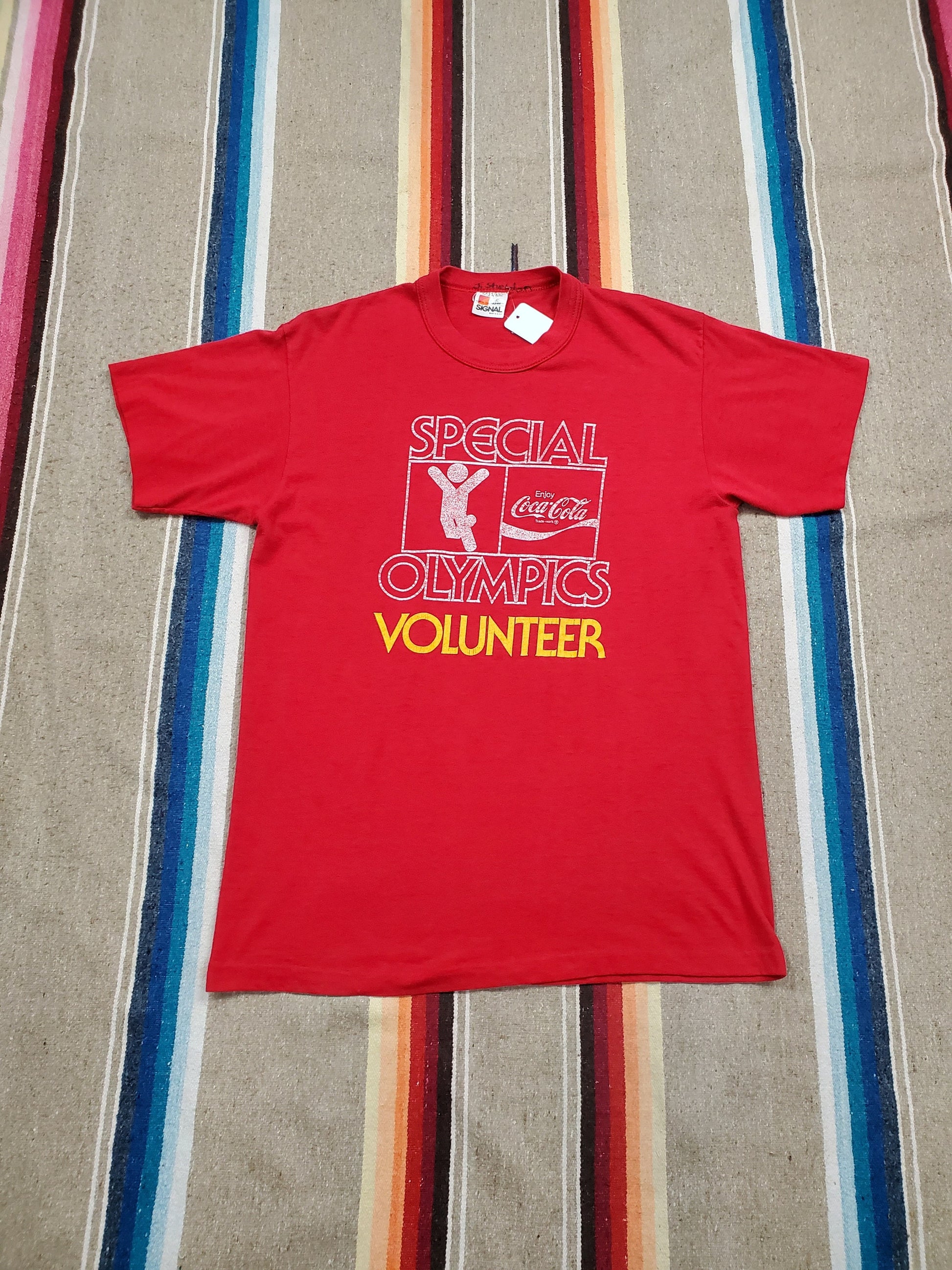 1980s Signal Special Olympics Volunteer Coca Cola T-Shirt Made in USA Size M