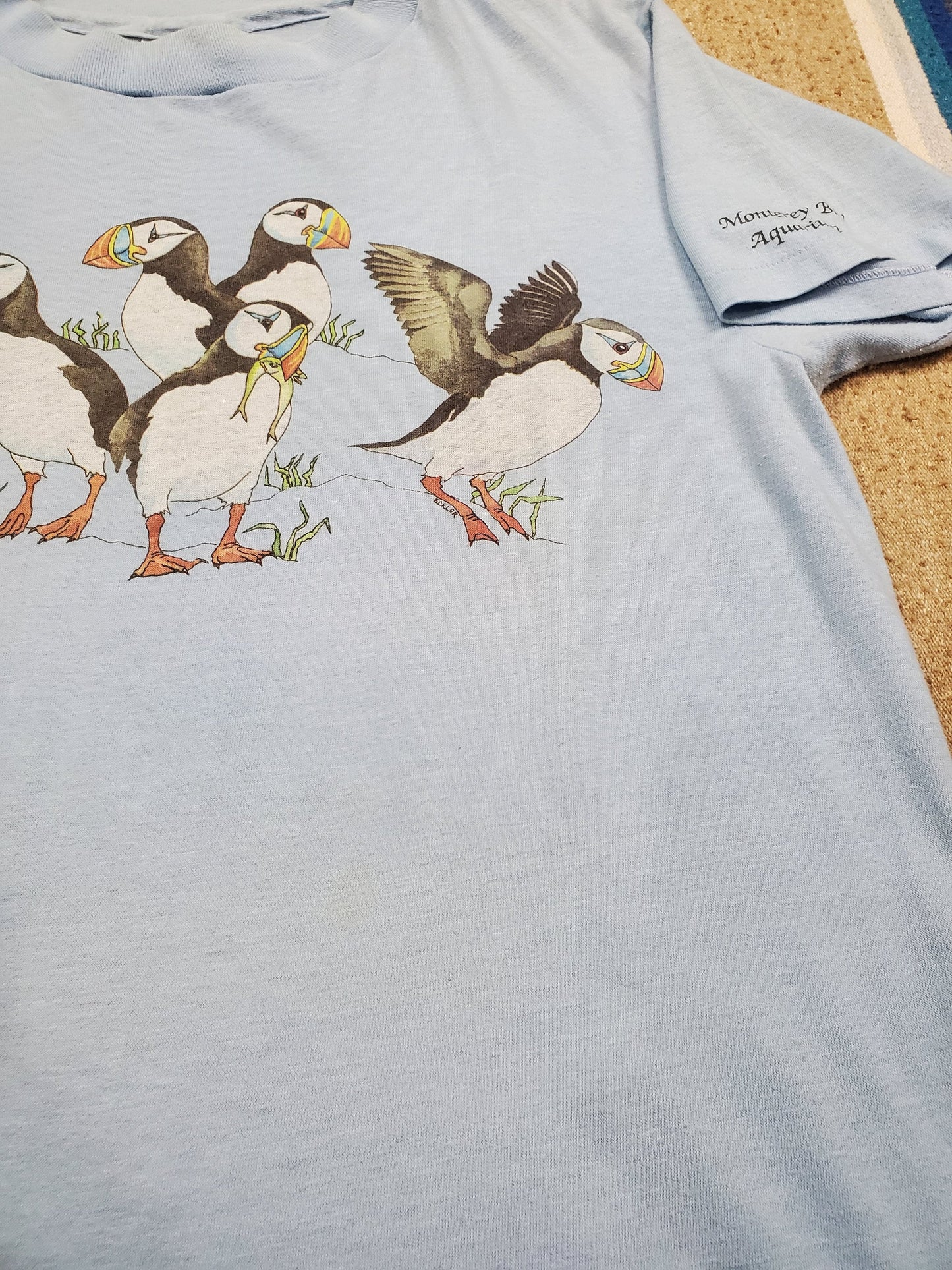 1980s Hanes Monterey Aquarium Puffin T-Shirt Made in USA Size XS/S