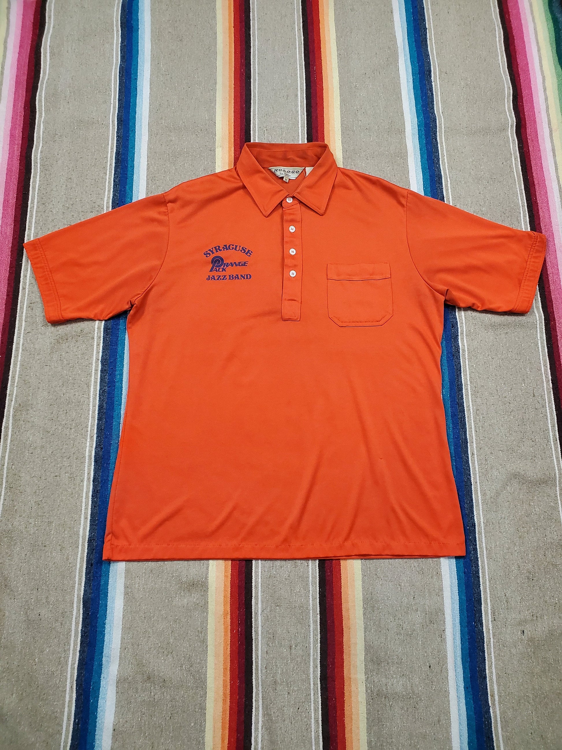 1980s Nologo by Tonix Syracuse Orange Pack Jazz Band Polo Shirt Size L