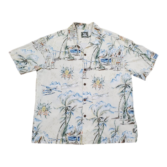 2000s Toes on the Nose "Doc" Otis Hard Lemonade Tropical Print Hawaiian Shirt Size XL/XXL