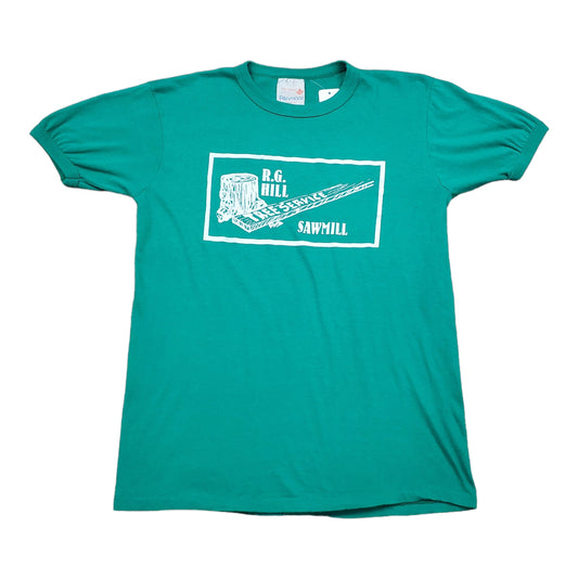 1980s Penmans R.G. Sawmill Tree Service Ringer T-Shirt Made in Canada Size S