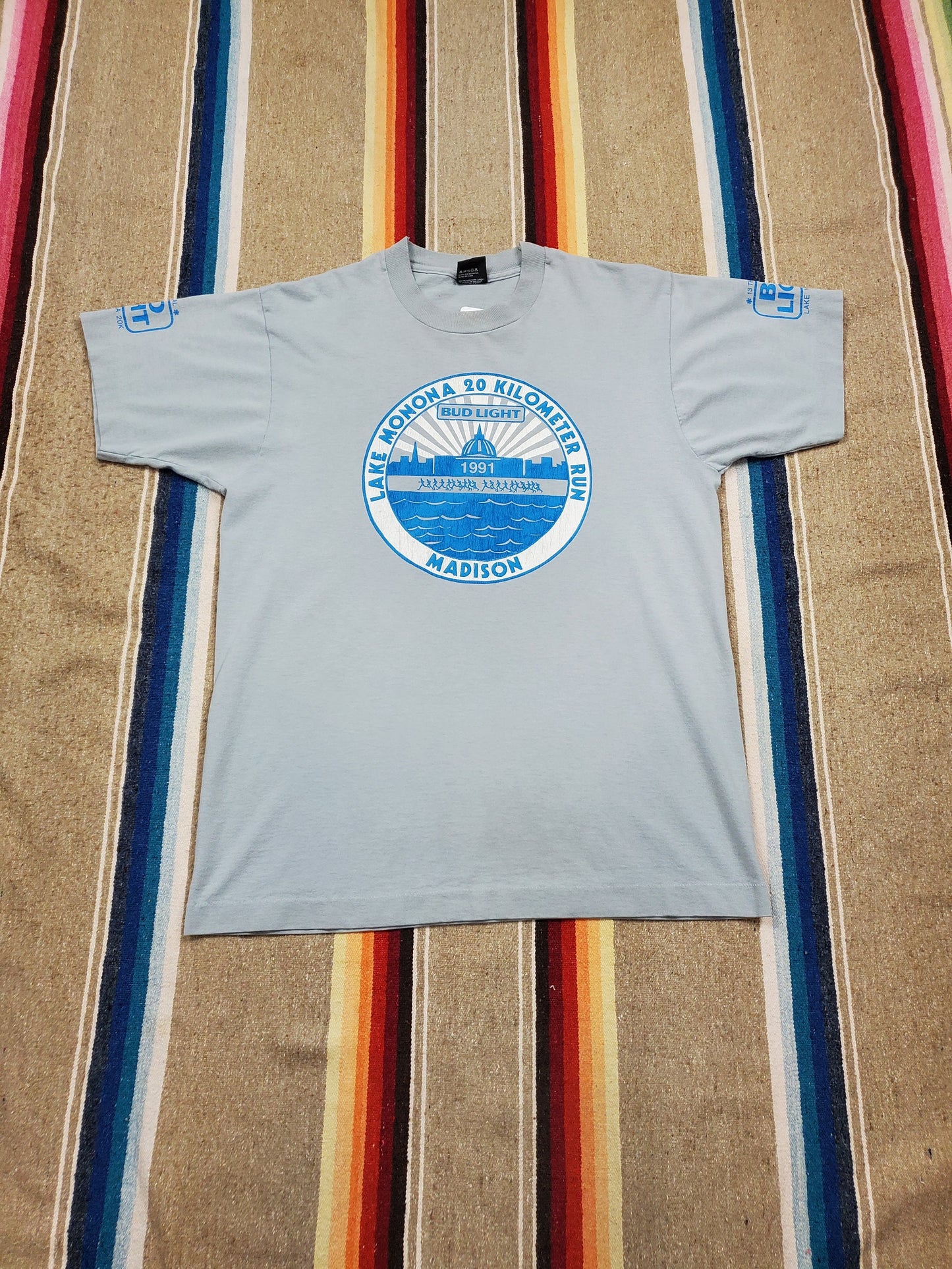 1990s 1991 Lake Monona Madison Wisconsin 20 Km Run Bud Light T-Shirt Made in USA Size M