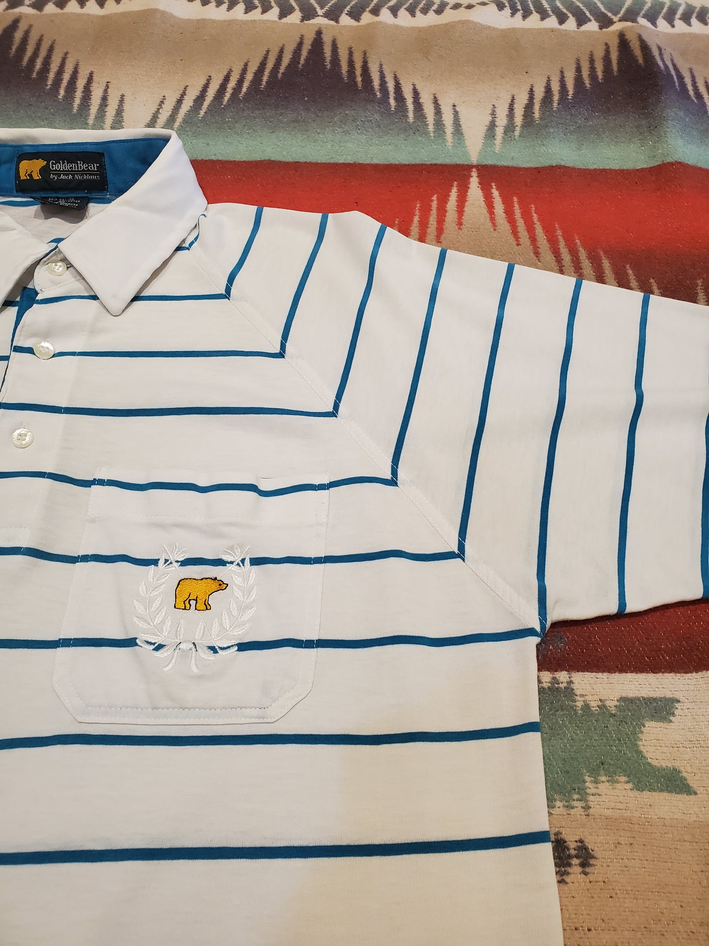 1980s/1990s Golden Bear by Jack Nicklaus Striped Golf Shirt Size L