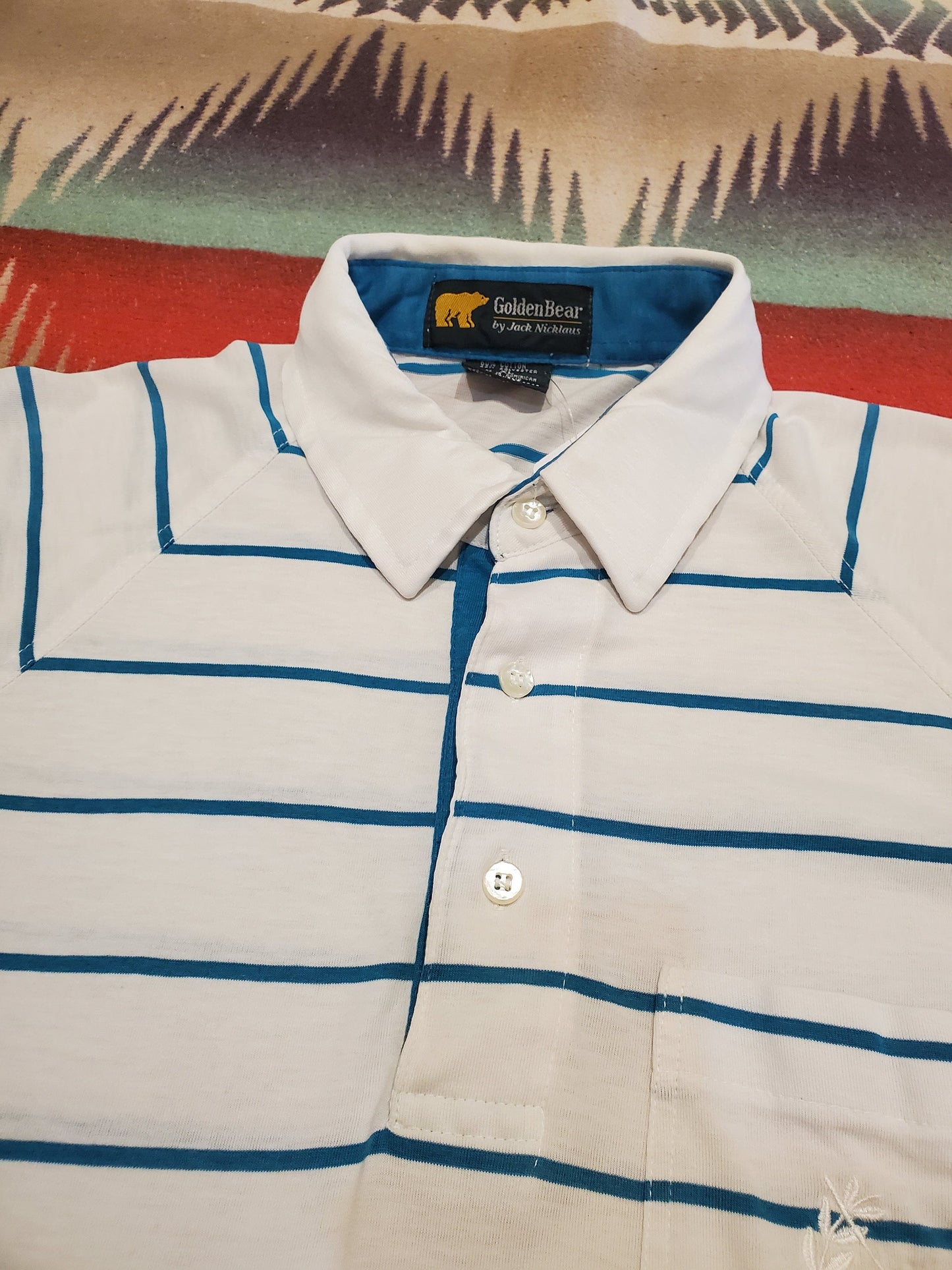 1980s/1990s Golden Bear by Jack Nicklaus Striped Golf Shirt Size L
