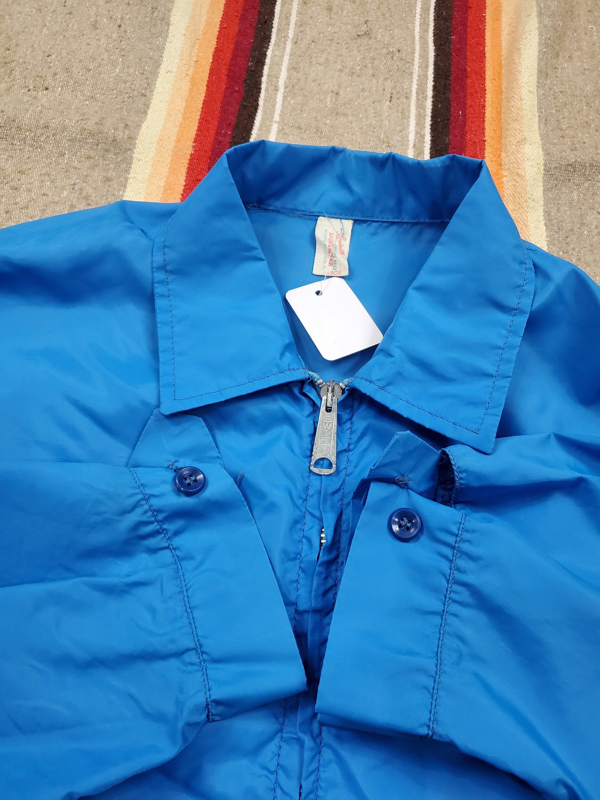 1970s/1980s Louisville Sportswear Zip Up Nylon Windbreaker Jacket Made in USA Size L
