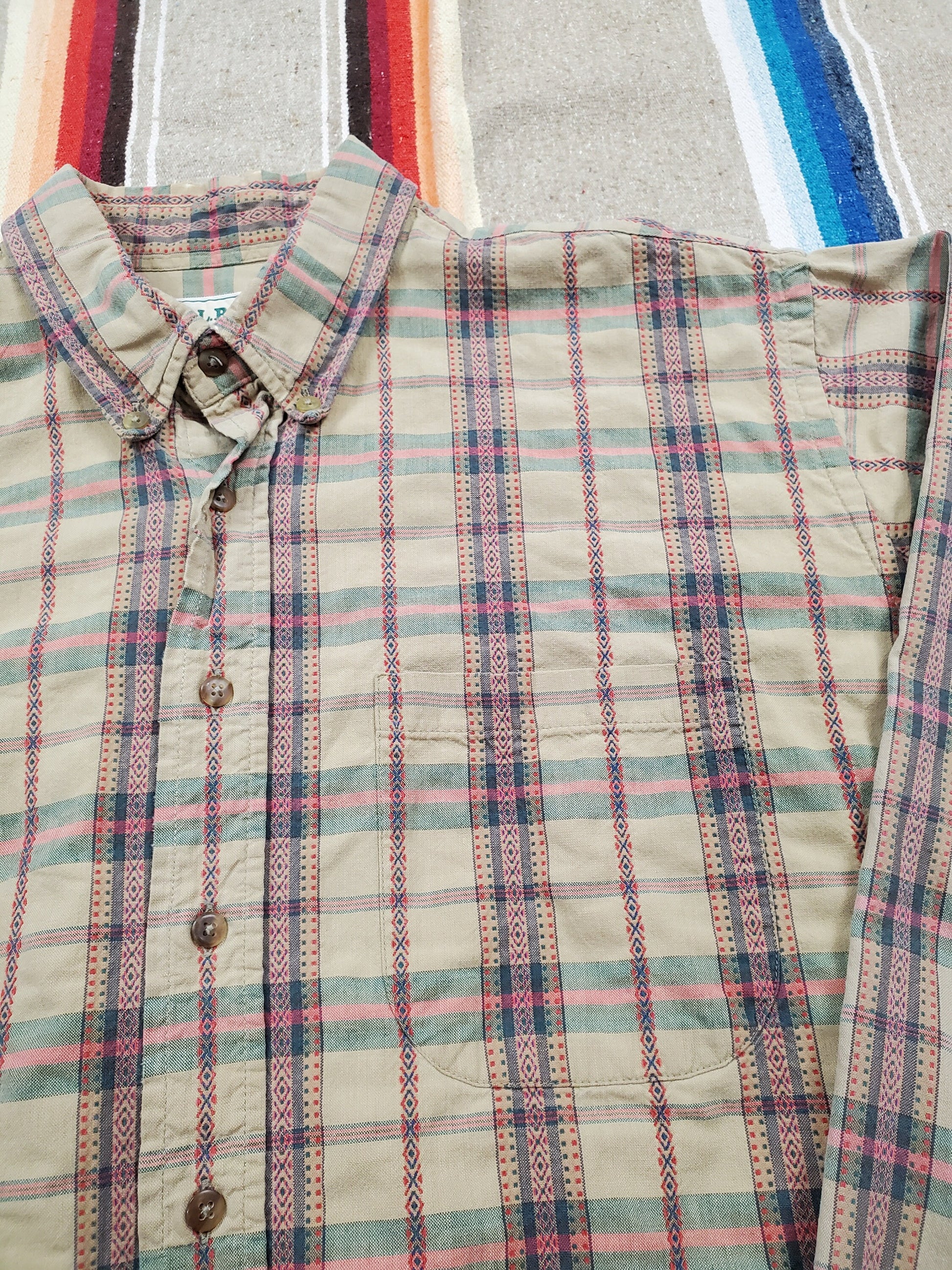 1980s LL Bean Madras Button Down Shirt Size XL/XXL