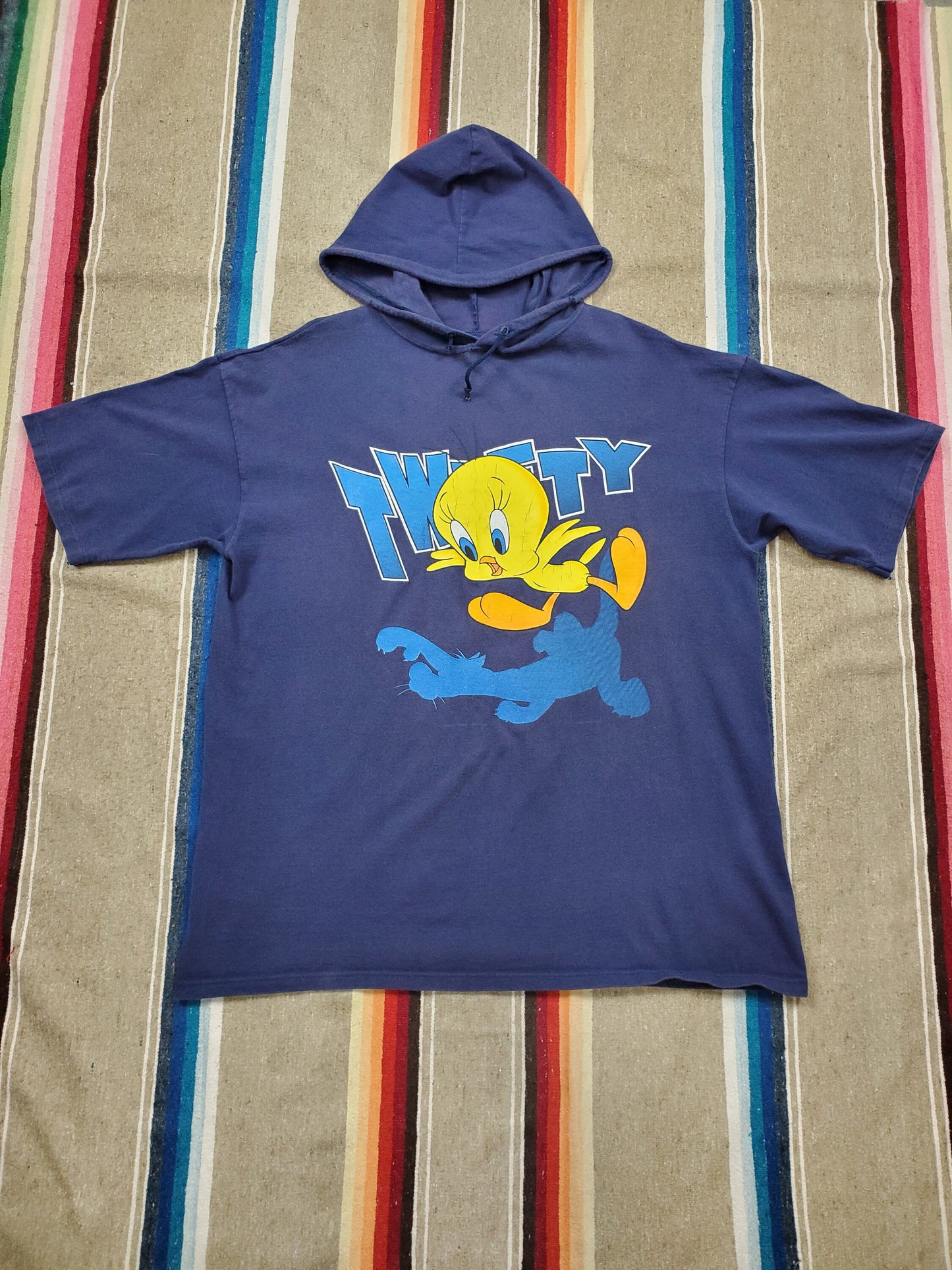 1990s 1994 Garment Graphics Looney Tunes Tweety Bird Hoodie T-Shirt Made in USA Size XL