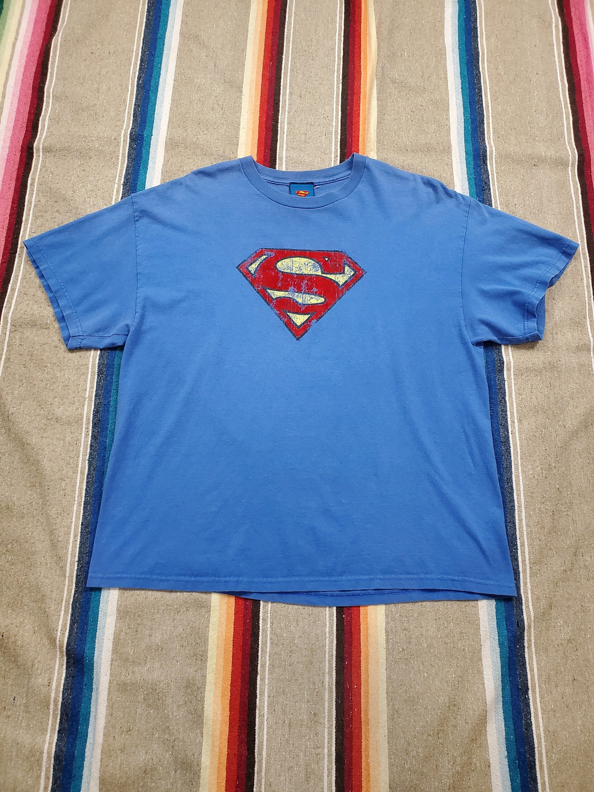 2000s Superman Felt Logo T-Shirt Size L/XL