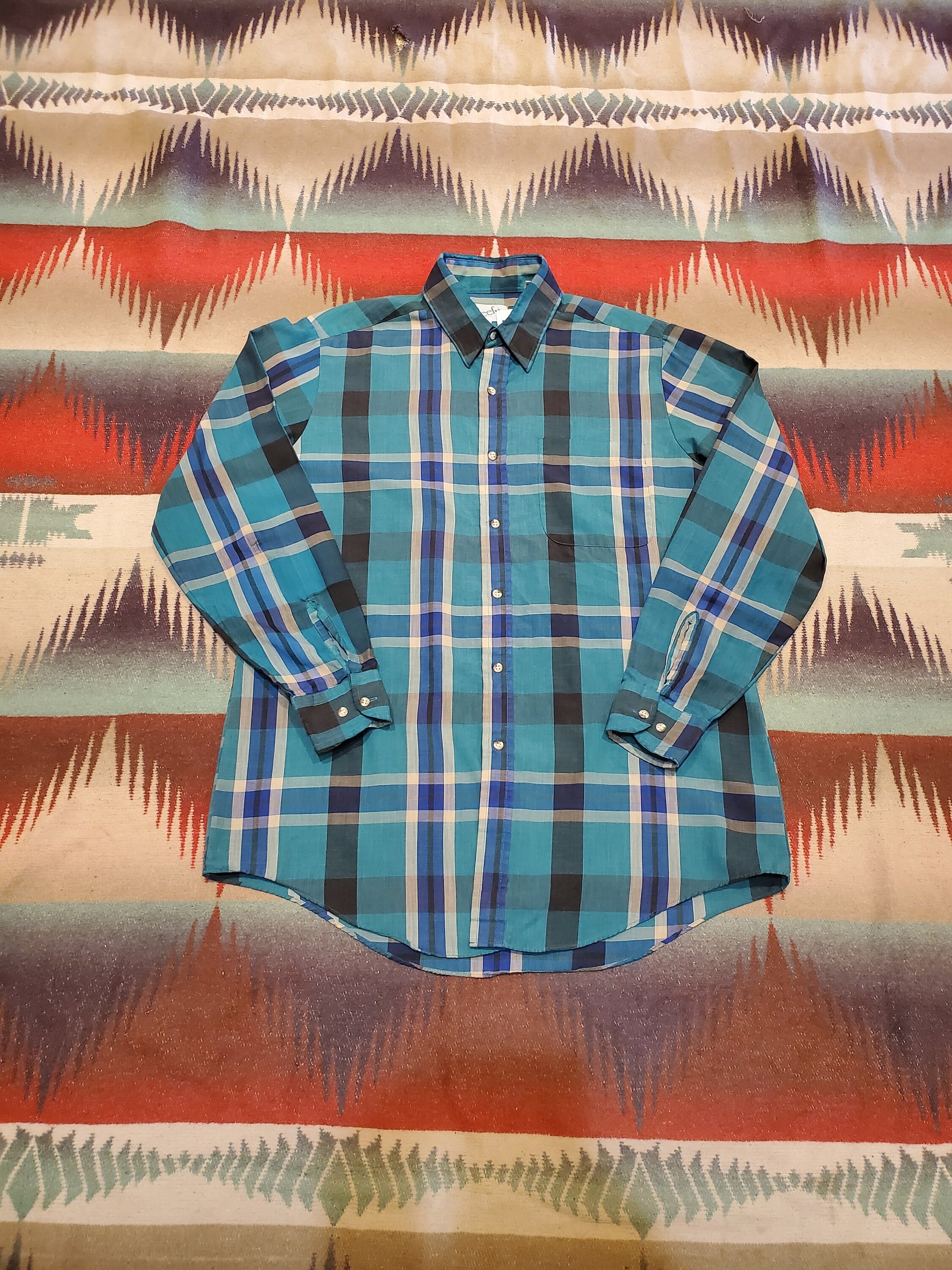 1980s Reef II Lightweight Plaid Button Up Shirt Size M/L