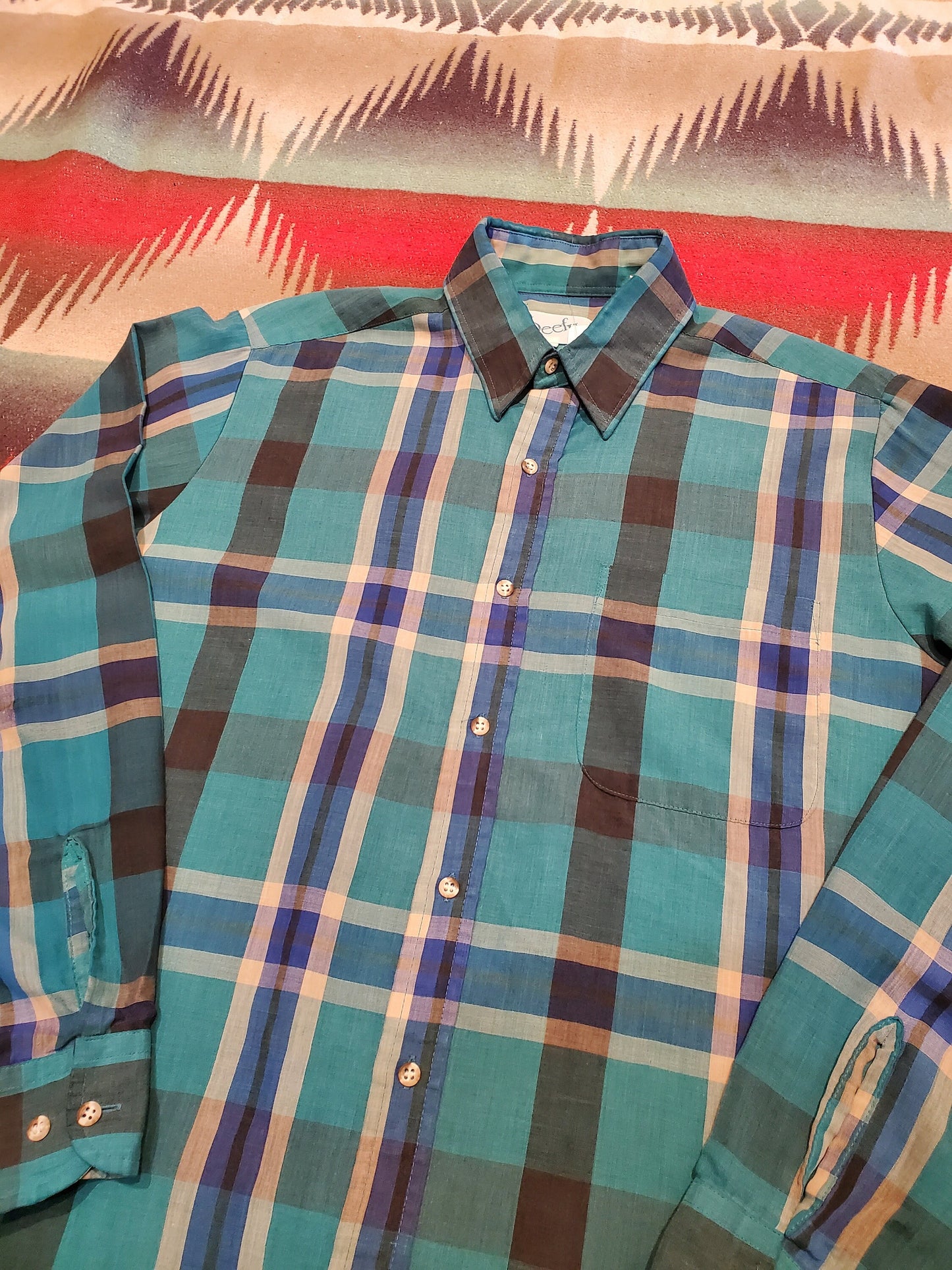 1980s Reef II Lightweight Plaid Button Up Shirt Size M/L