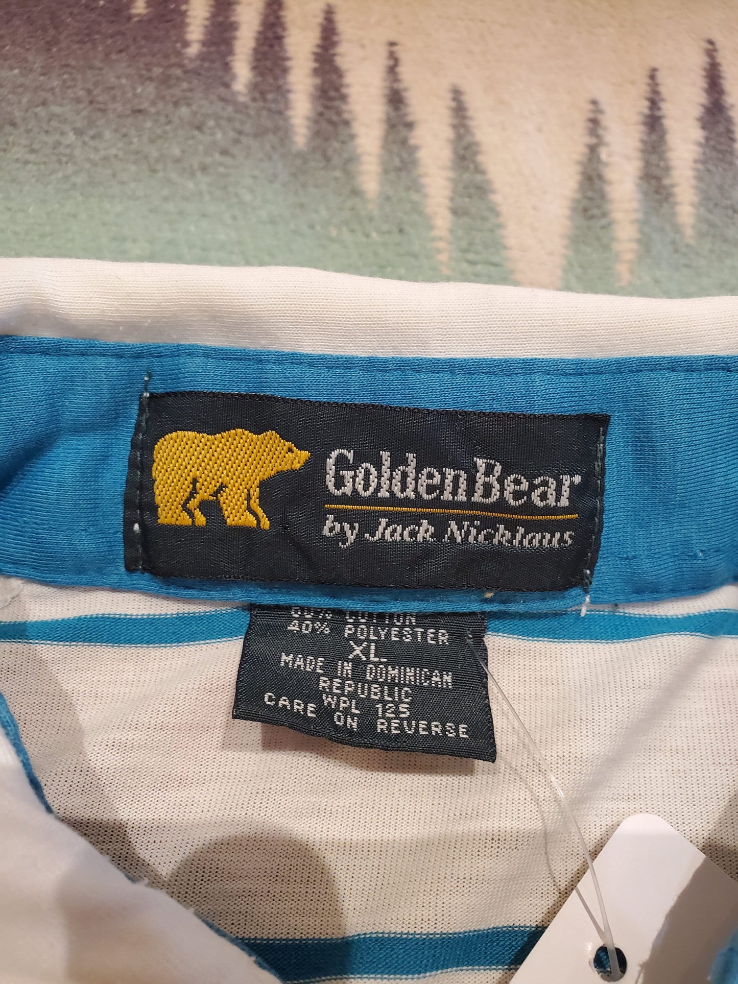 1980s/1990s Golden Bear by Jack Nicklaus Striped Golf Shirt Size L