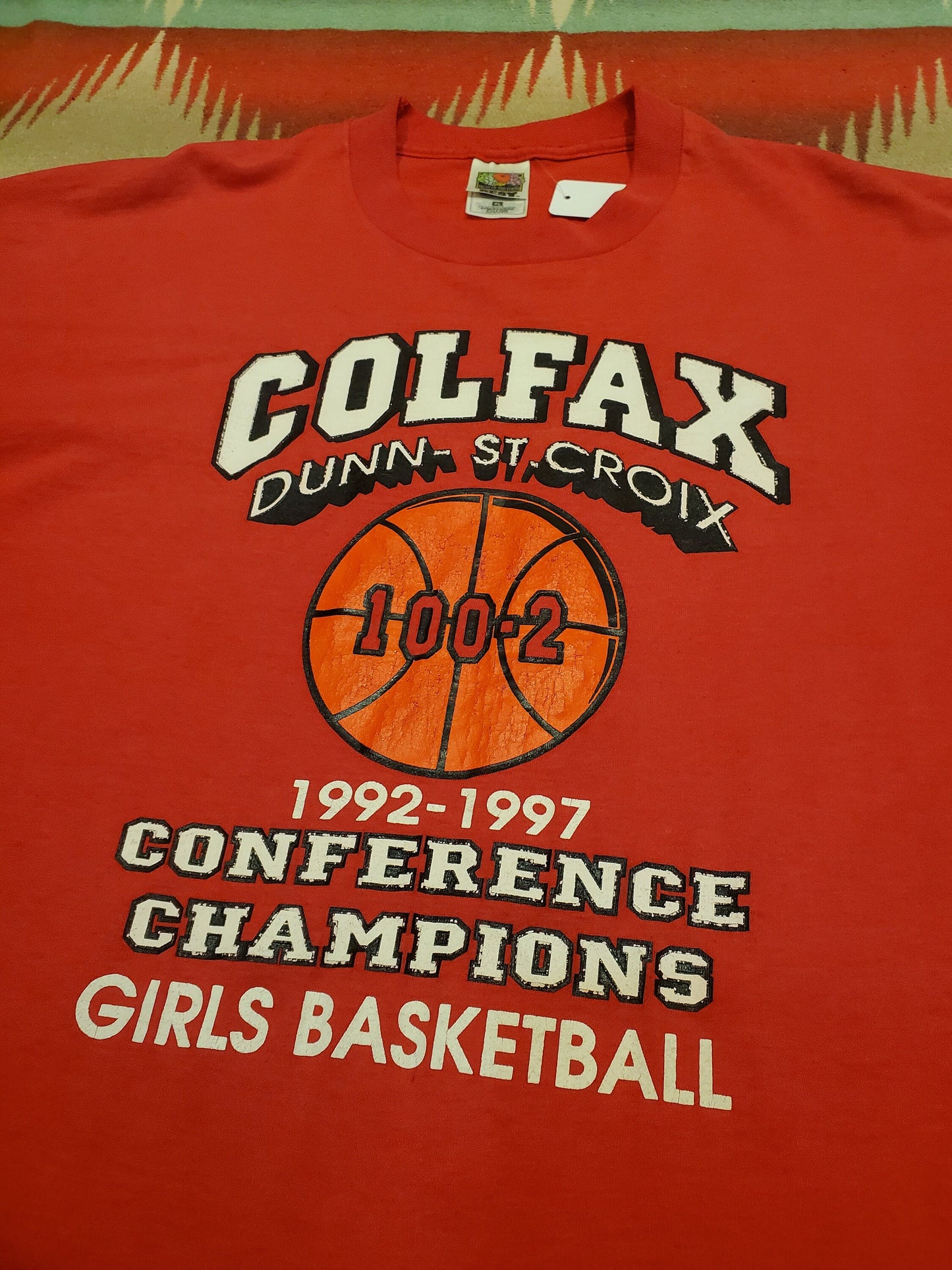 1990s 1997 Colfax Dunn - St. Croiz Girls Basketball Conference Champions T-Shirt Size XL