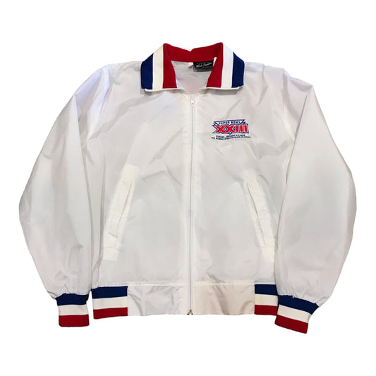 1980s 1989 Trench Super Bowl XXIII 23 Nylon Bomber NFL Jacket Made in USA Size xl