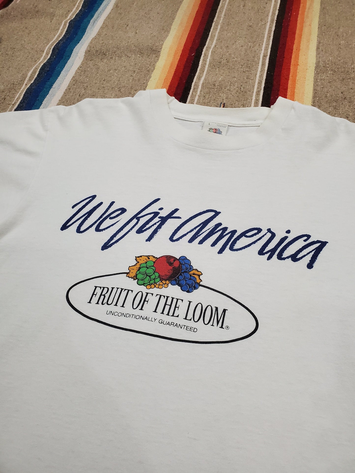 1990s Fruit of the Loom FOTL We Fit America T-Shirt Made in USA Size L