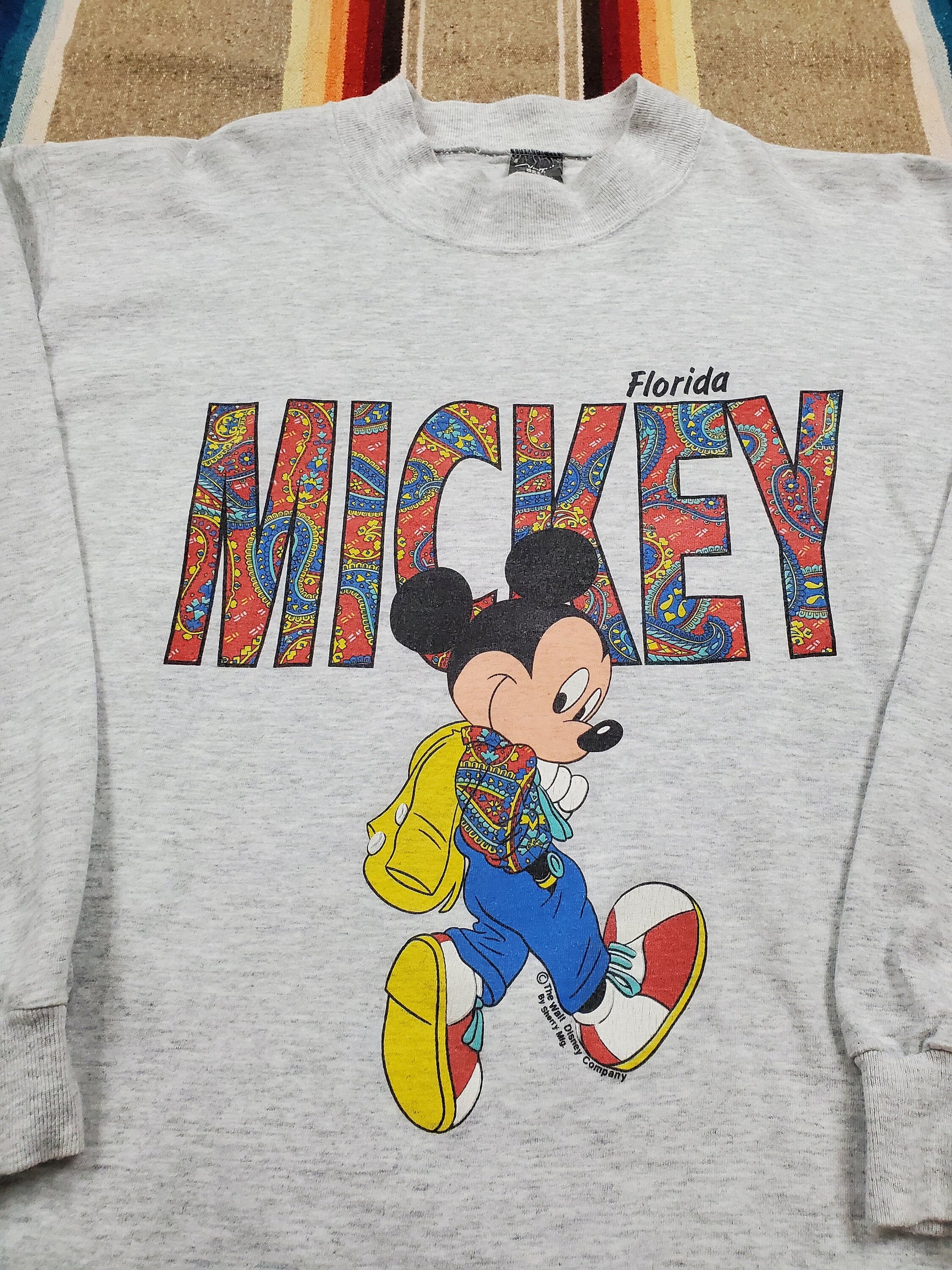 1980s/1990s Sherry Mfg Disney Mickey Mouse Florida Long Sleeve T-Shirt Made in USA Size M