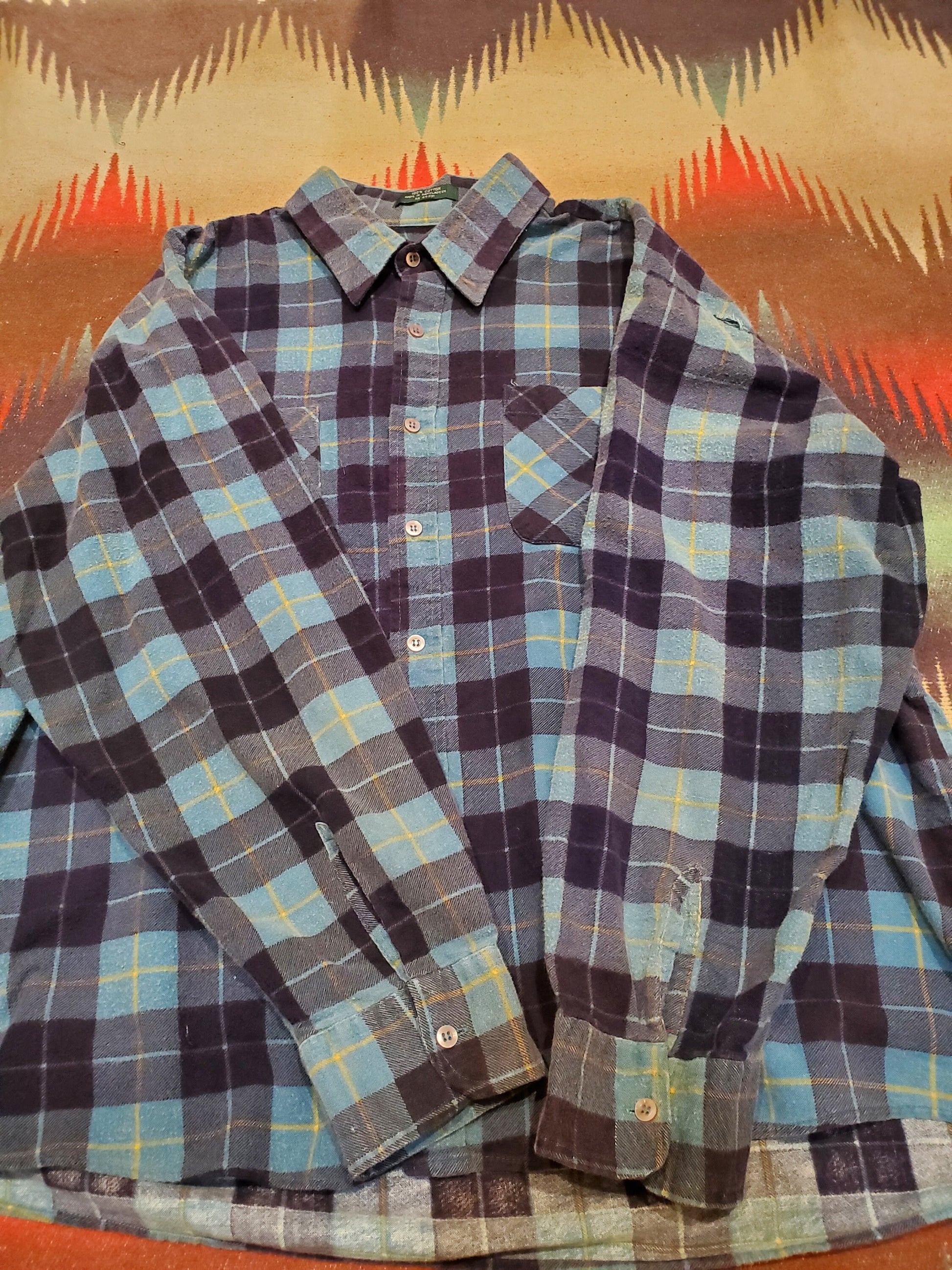 1990s/2000s Timber Trail Printed Cotton Flannel Shirt Size XXL