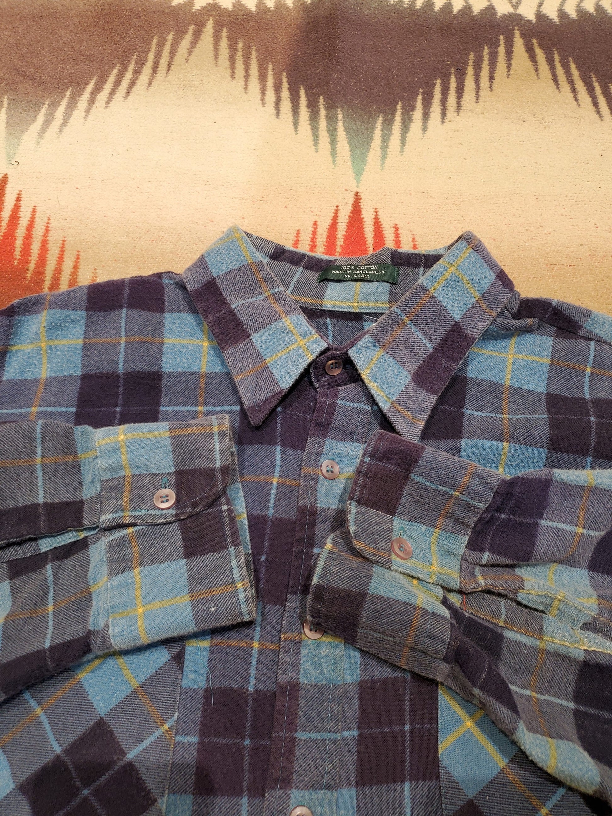 1990s/2000s Timber Trail Printed Cotton Flannel Shirt Size XXL