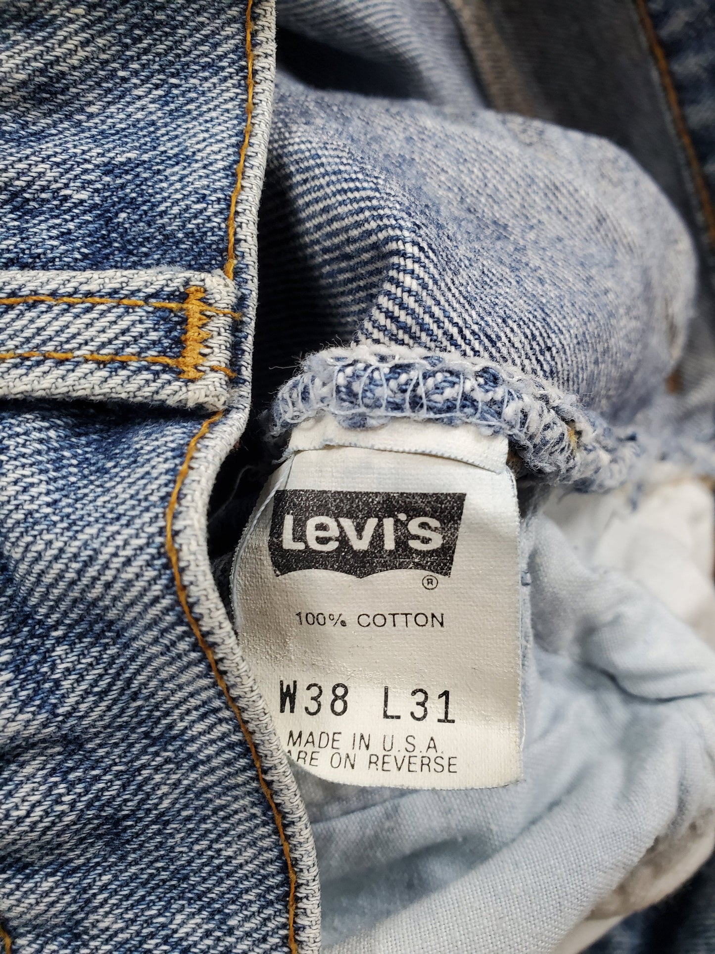 1990s Levi's 505 Blue Denim Jeans Made in USA Size 37x31