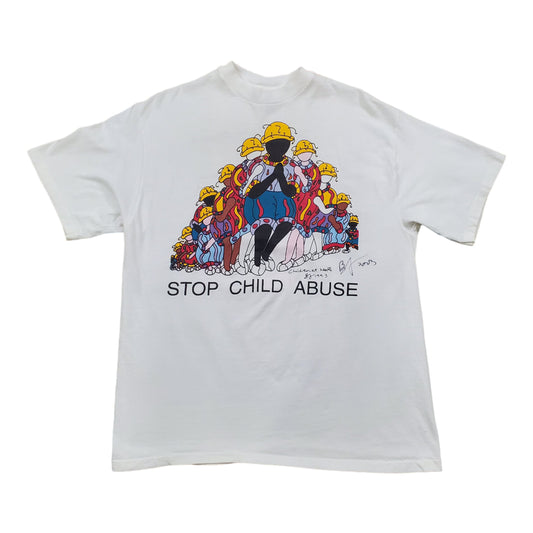 1990s Stop Child Abuse Brian Joseph Signed Art T-Shirt Size M