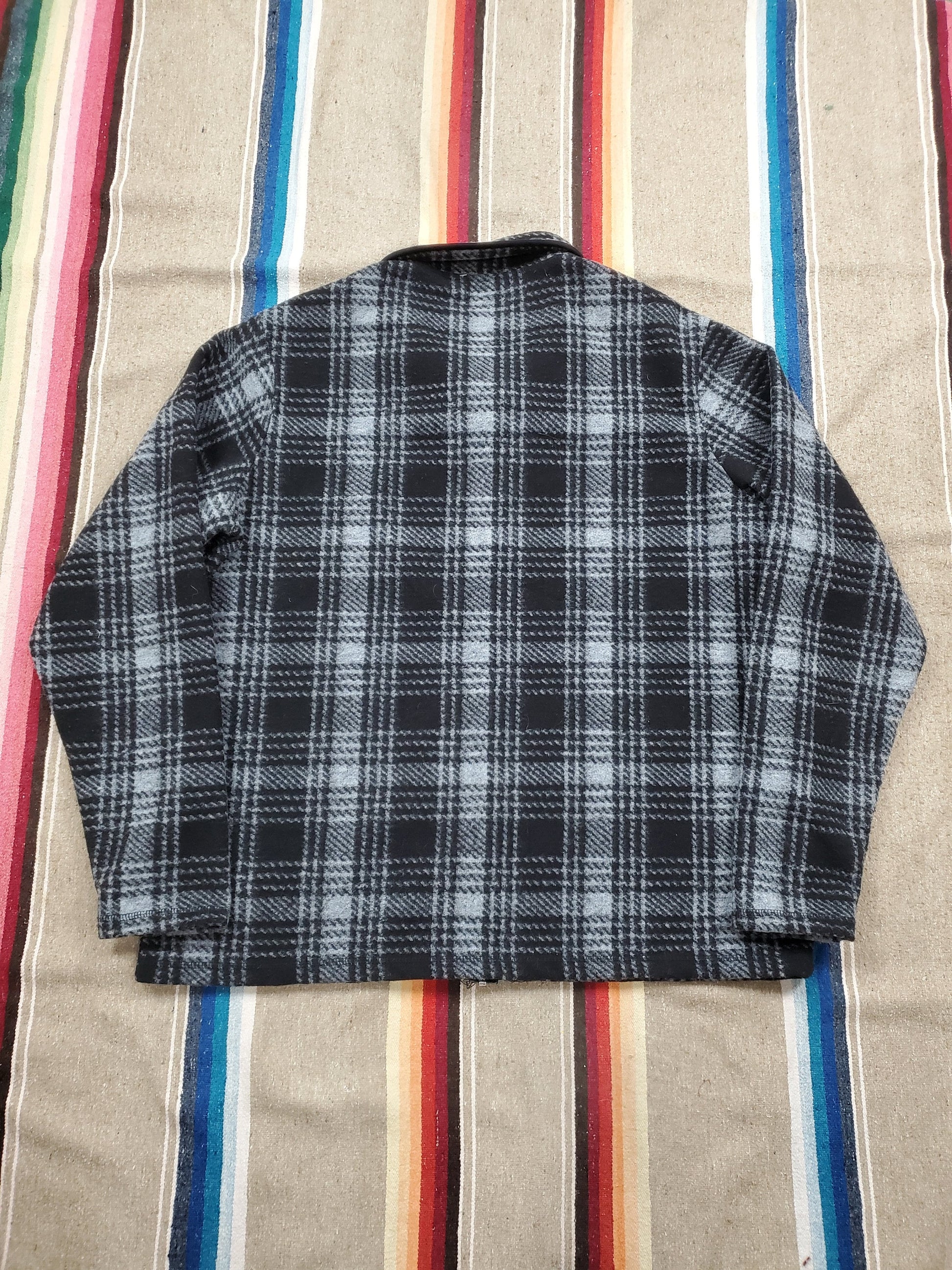 2000s John Wayne Supply Co Plaid Zip-Up Fleece Sweater Jacket Size XXL