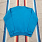 1970s Russell Athletic Ladies Blank Blue V-Neck Sweatshirt Made in USA Size S