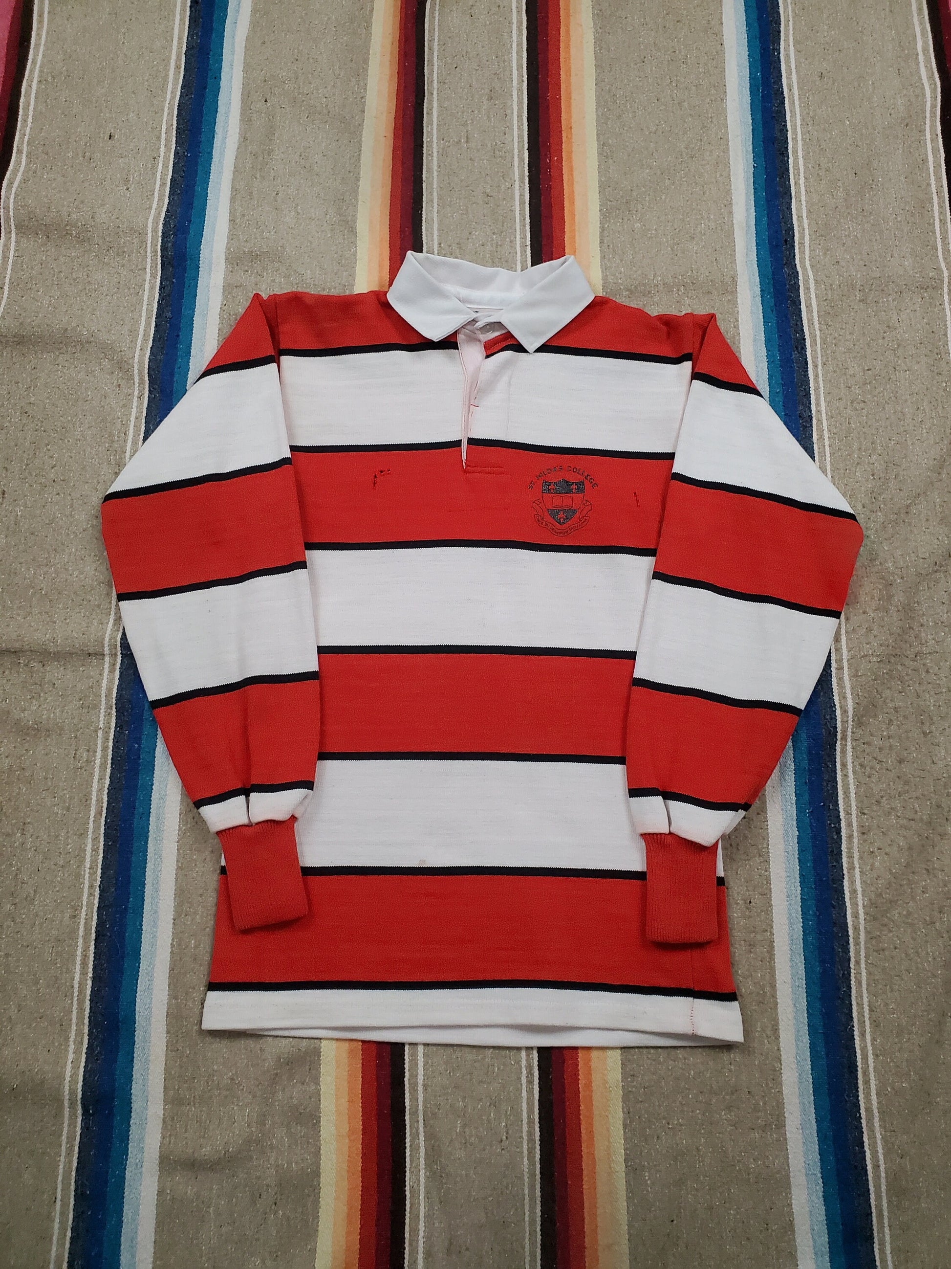 1980s/1990s Crossbar St Hilda's College University Long Sleeve Rugby Shirt Made in Canada Size XS