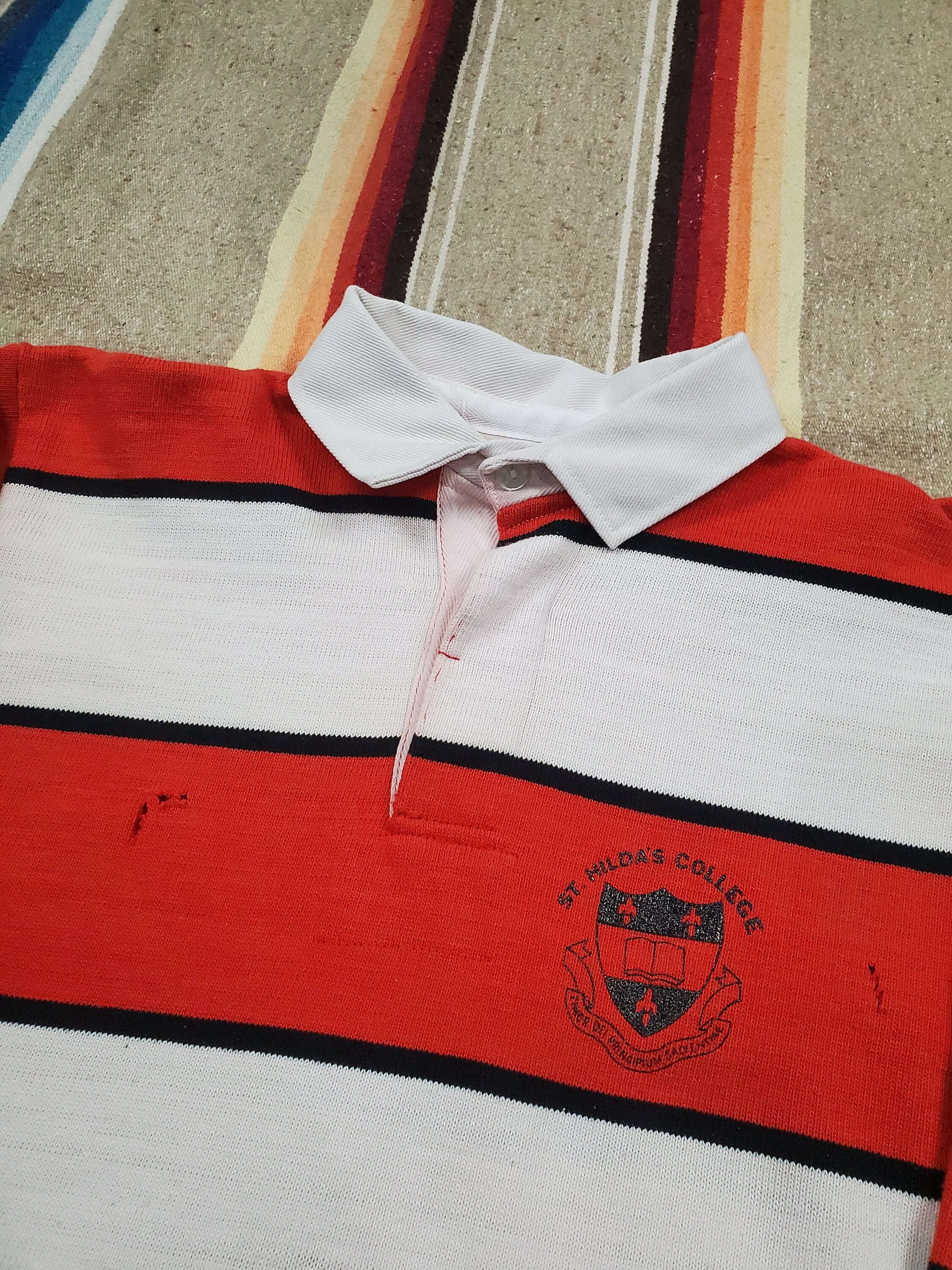 1980s/1990s Crossbar St Hilda's College University Long Sleeve Rugby Shirt Made in Canada Size XS