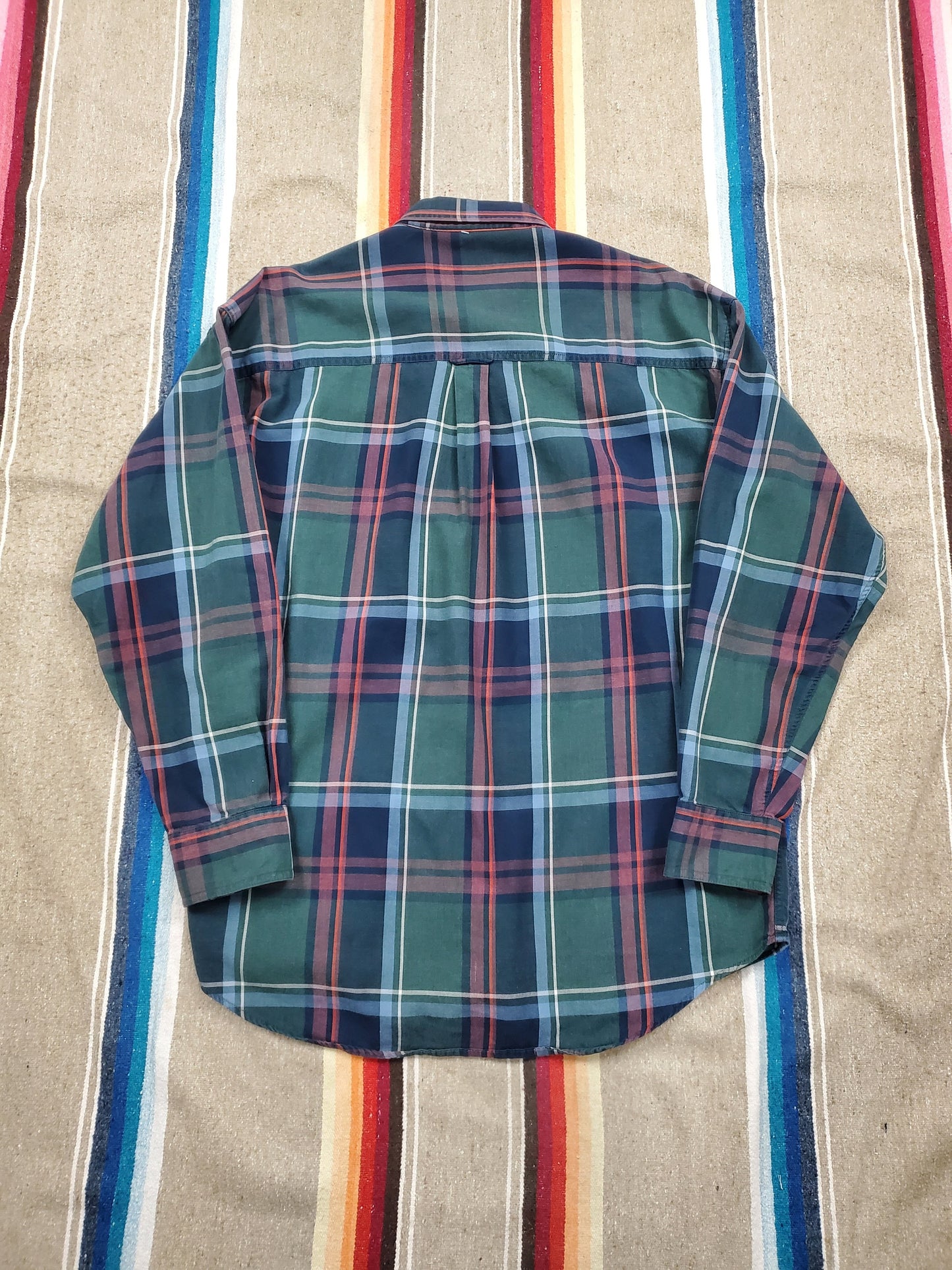 2000s Chaps Ralph Lauren Green Plaid Button Down Shirt Size L/XL