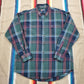 2000s Chaps Ralph Lauren Green Plaid Button Down Shirt Size L/XL