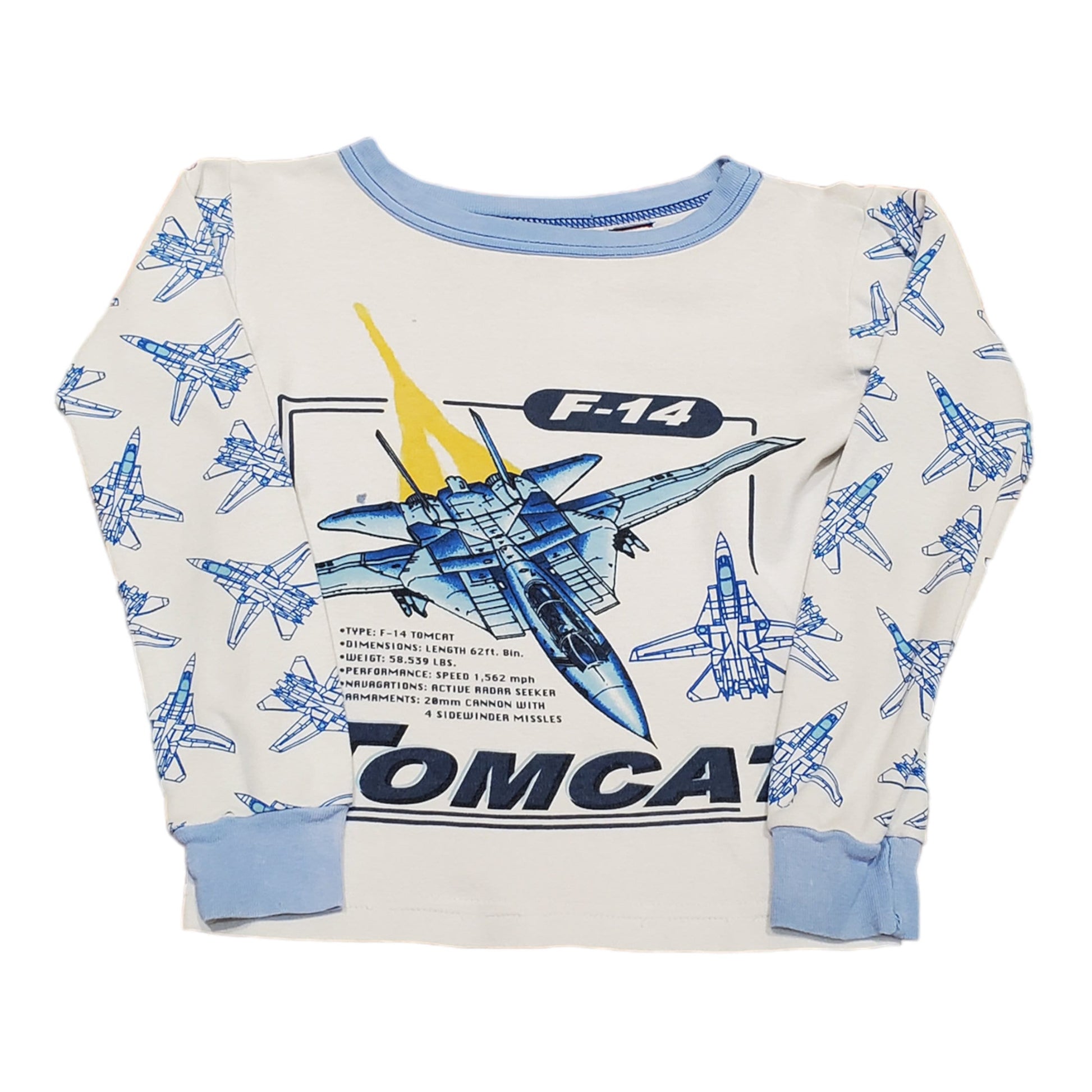 1980s/1990s Boxeroos F-14 Tomcat Jet Long Sleeve Kid's T-Shirt