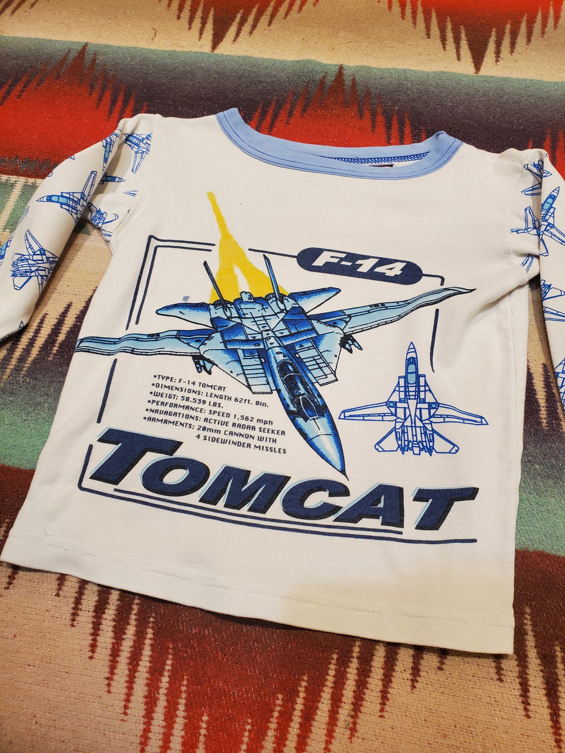 1980s/1990s Boxeroos F-14 Tomcat Jet Long Sleeve Kid's T-Shirt