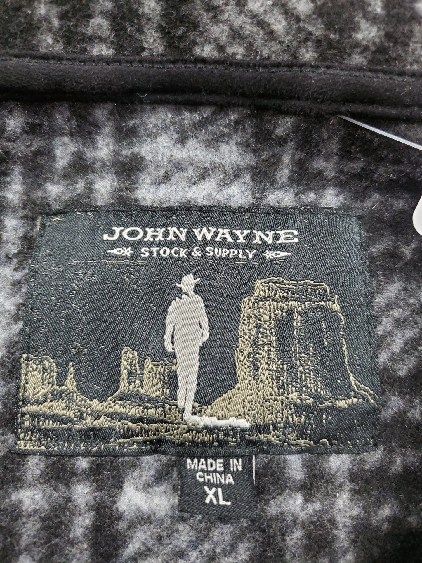2000s John Wayne Supply Co Plaid Zip-Up Fleece Sweater Jacket Size XXL