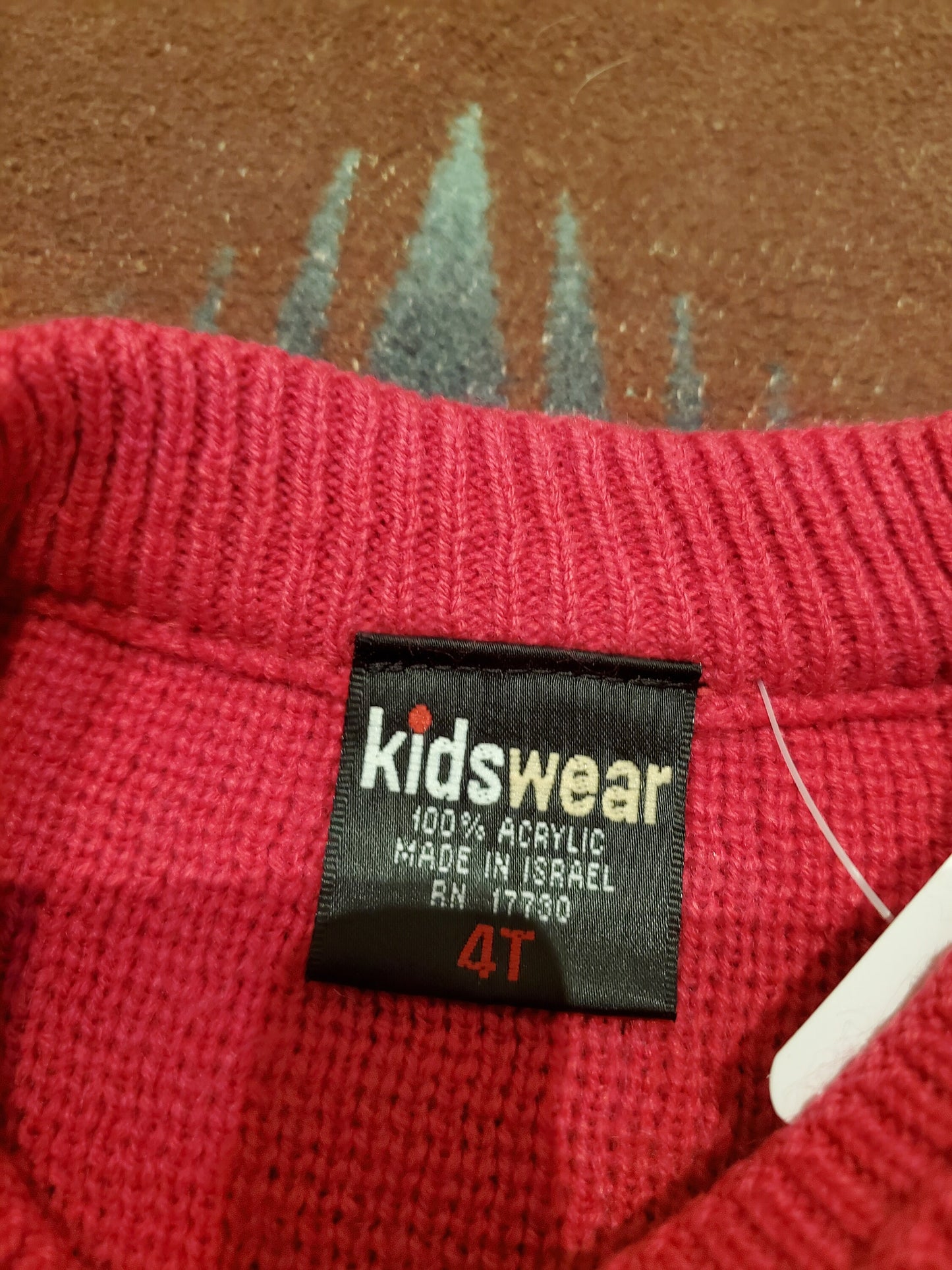 1980s/1990s Kidswear Teddy Bear Acrylic Knit Kid's Sweater