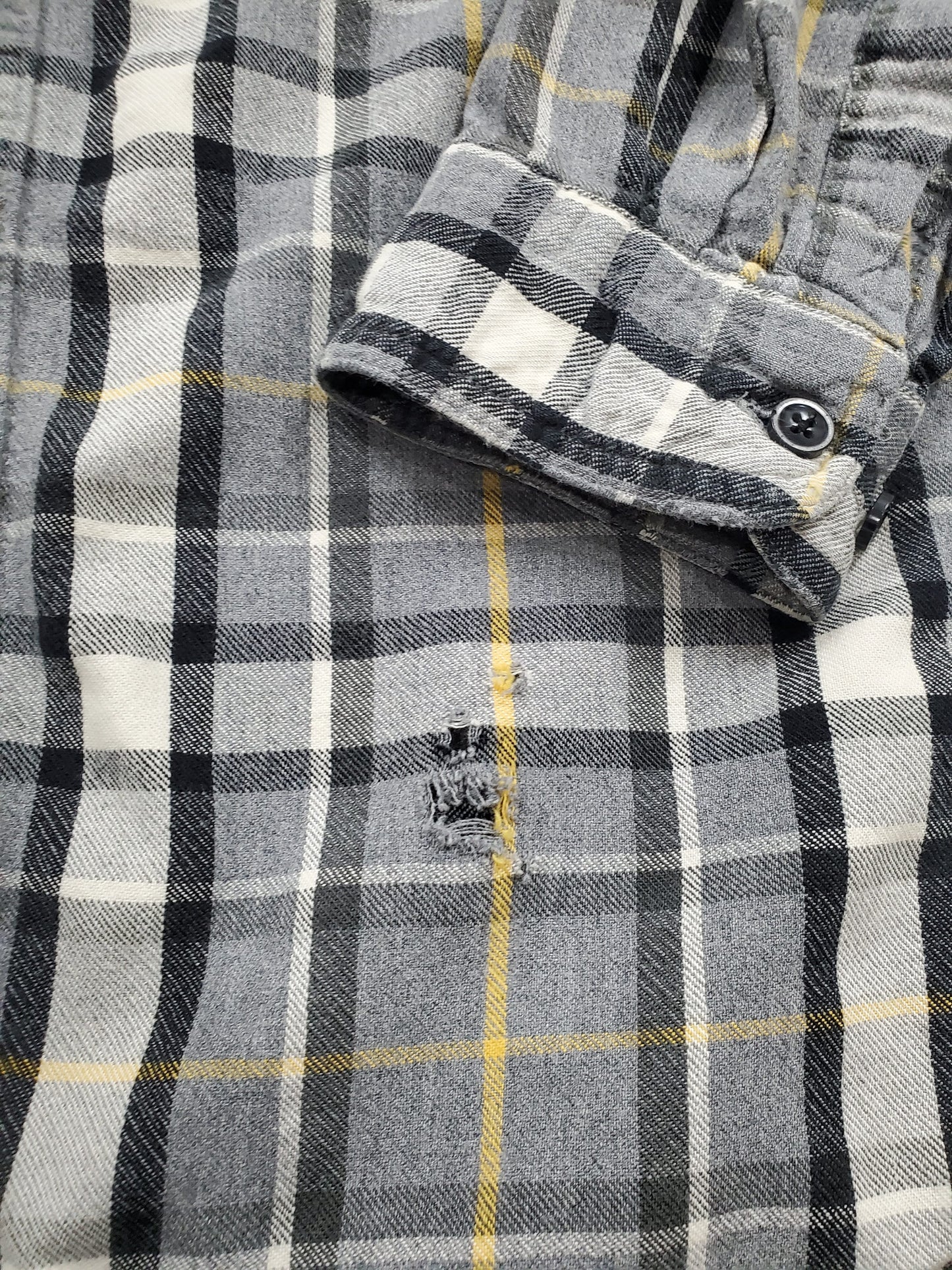 2000s LL Bean Grey Plaid Button Down Flannel Shirt Size XL/XXL