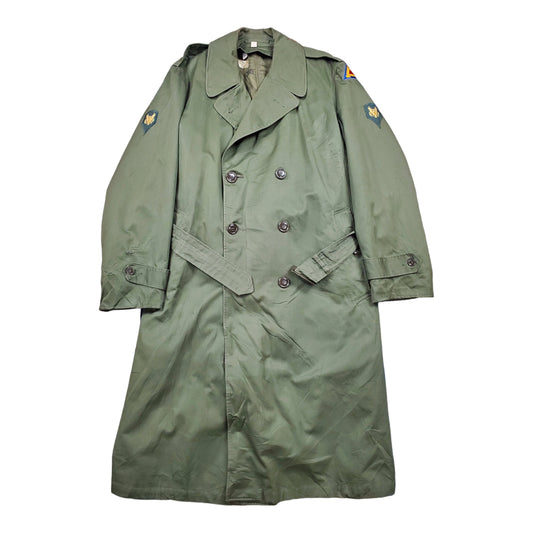 1950s US Army Overcoat with Removable Wool Lining 7th Army Specialist Patches Made in USA Size M
