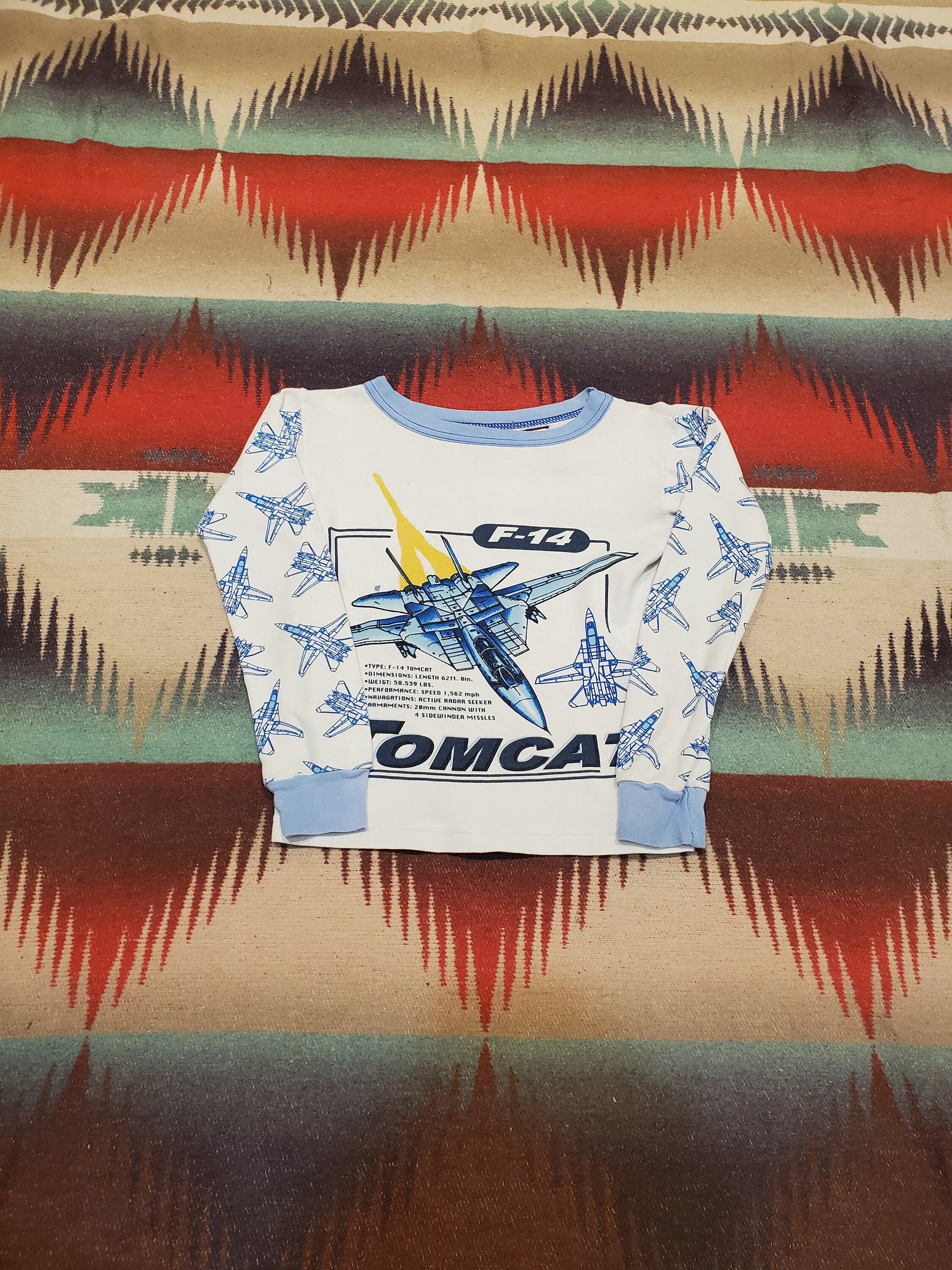 1980s/1990s Boxeroos F-14 Tomcat Jet Long Sleeve Kid's T-Shirt