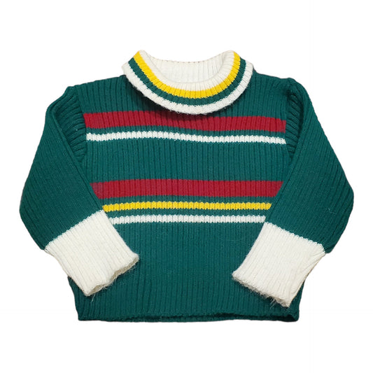1980s/1990s Unbranded Green Knit Turtleneck Kid's Sweater
