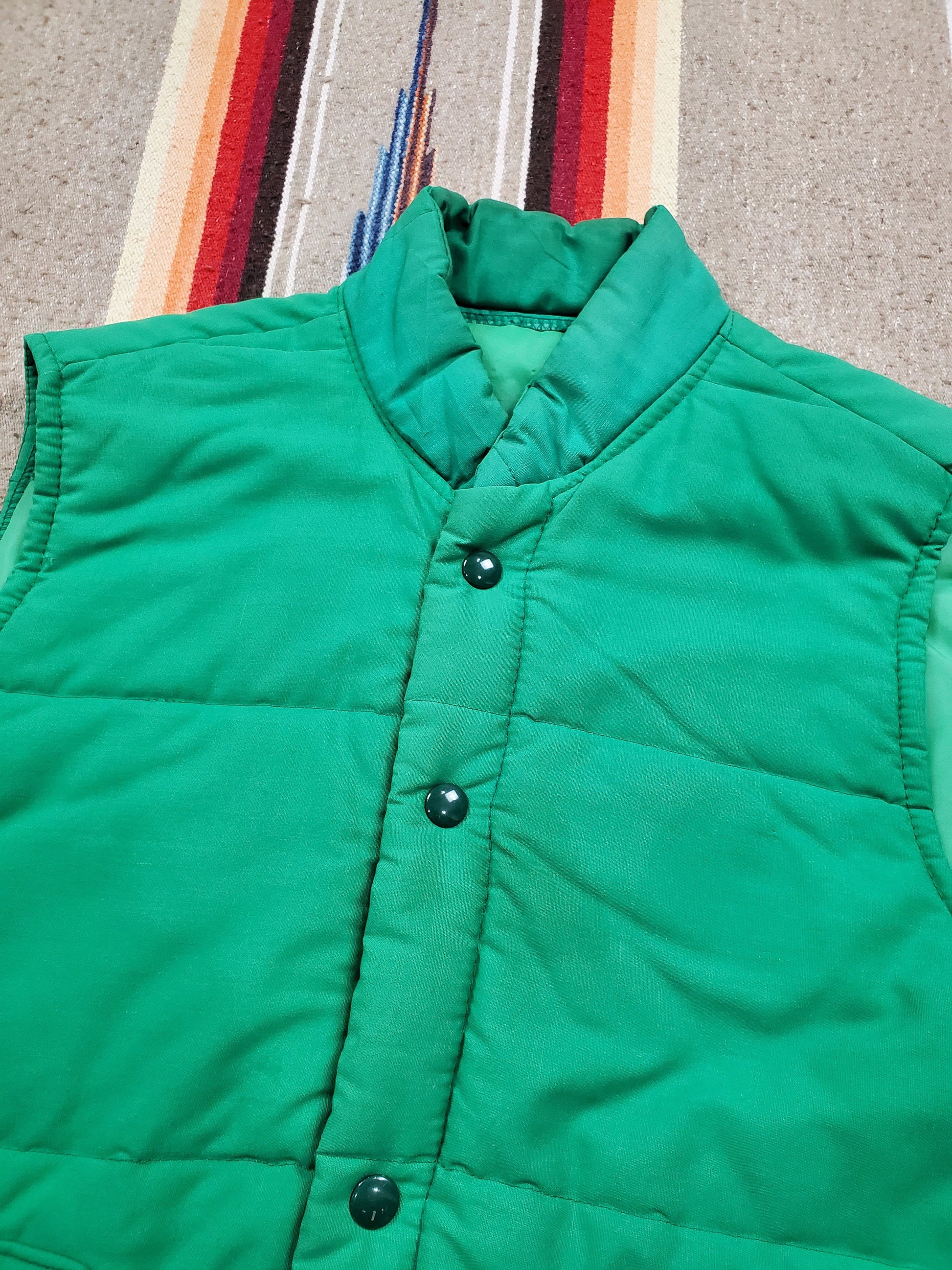 1980s/1990s Unbranded Green Puffer Vest Jacket Size L