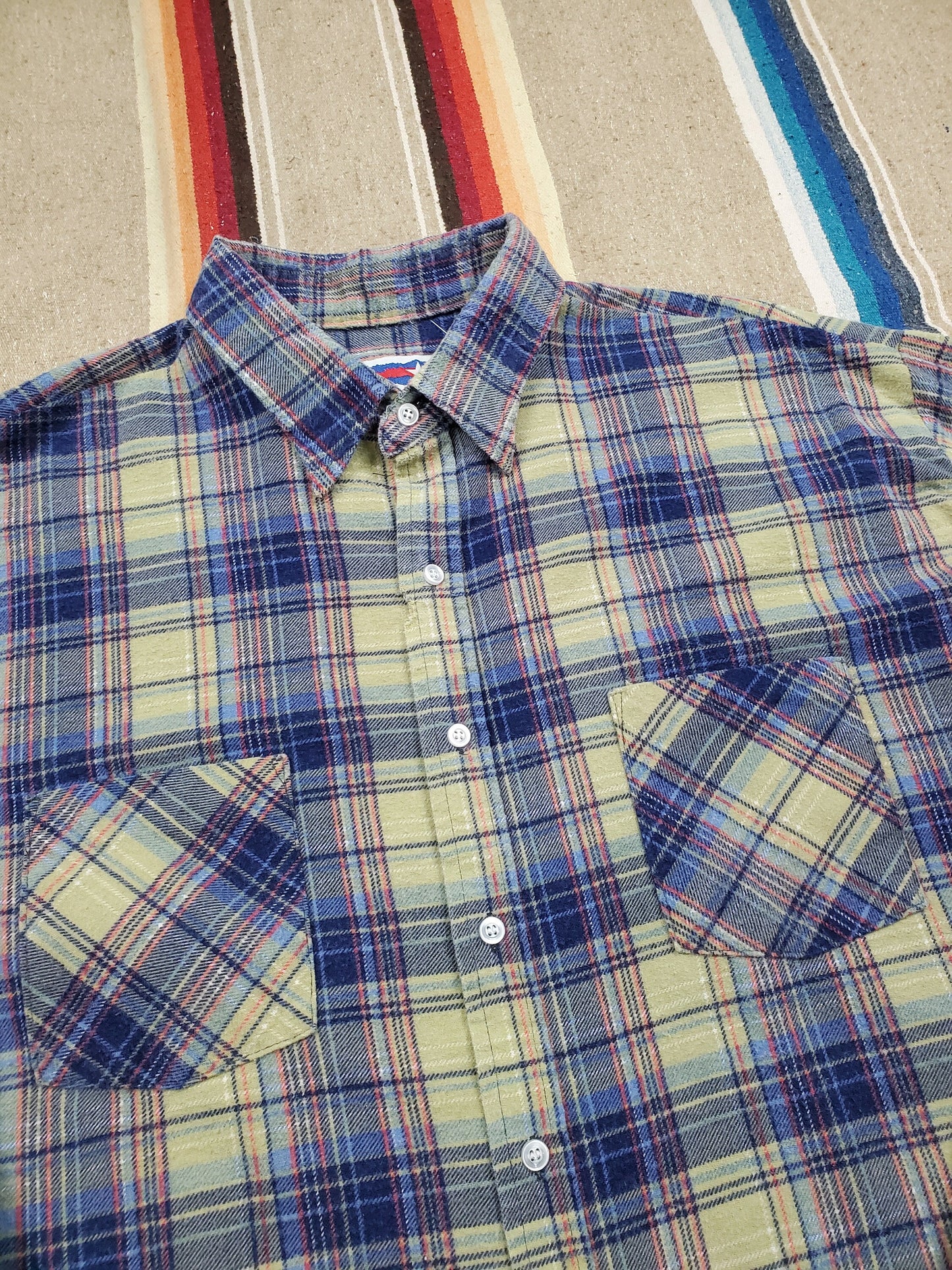 1990s American Edition Printed Cotton Flannel Shirt Made in USA Size XXL