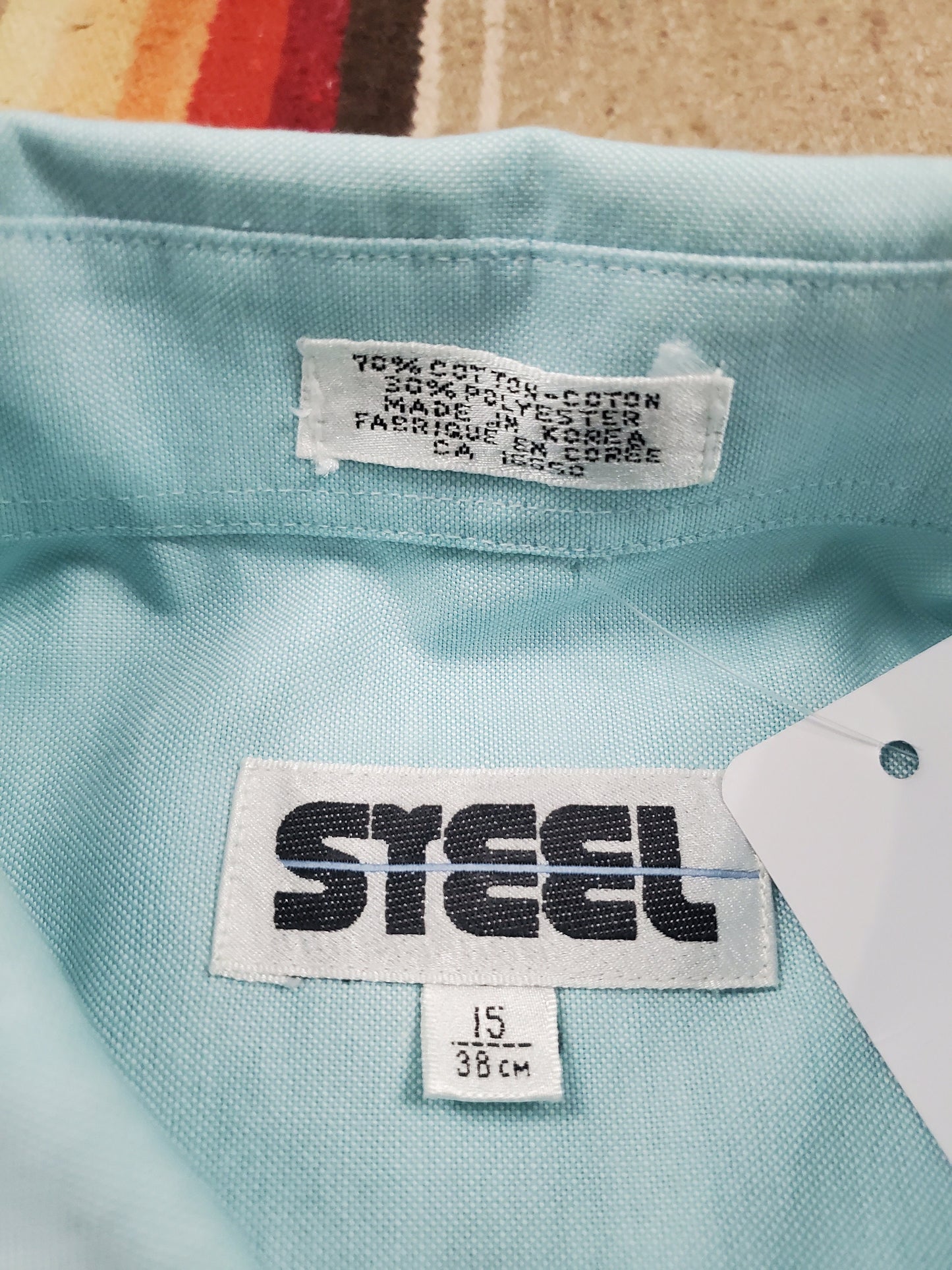 1980s Steel Button Down Shirt Size M/L