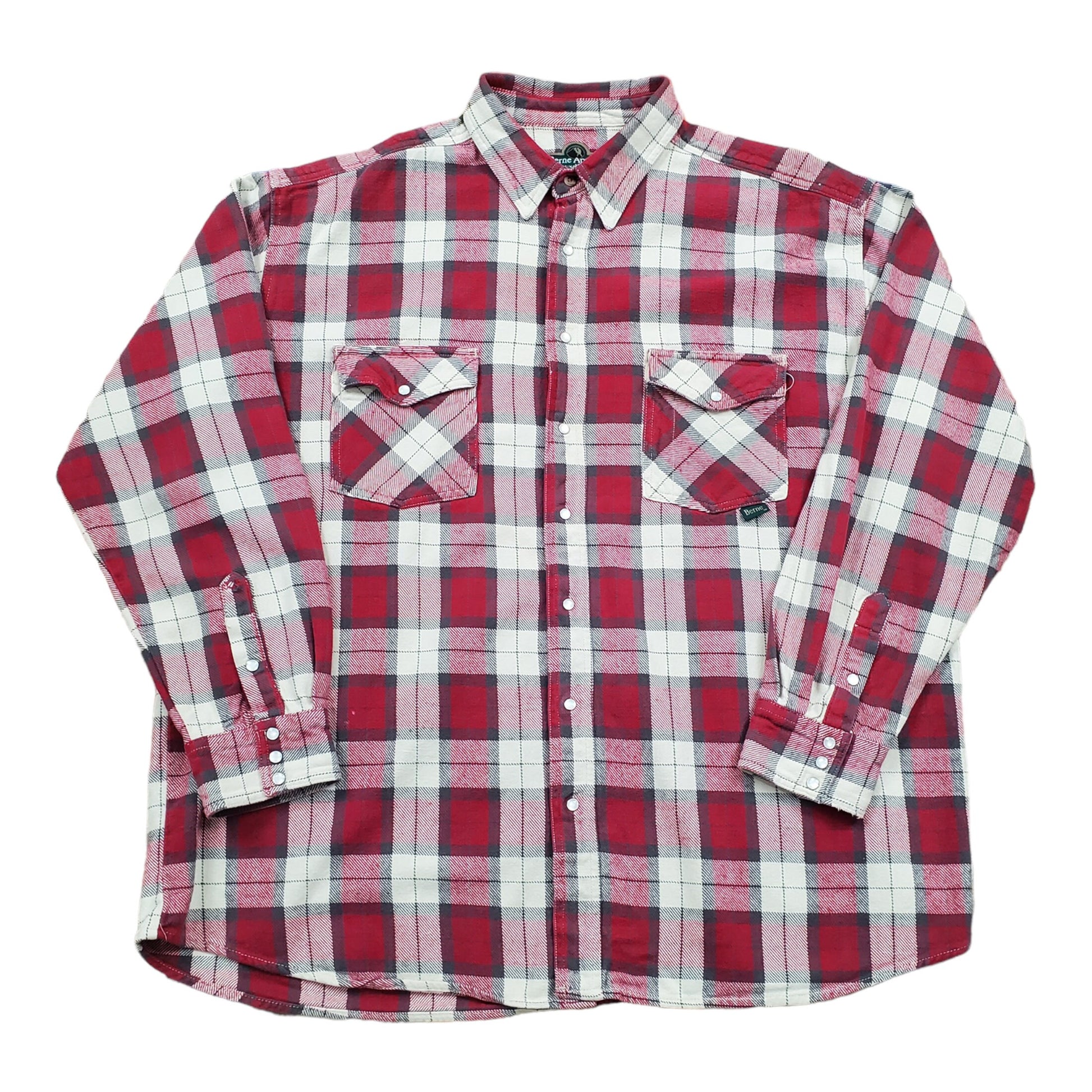 1990s/2000s Berne Apparel Snap Closure Plaid Flannel Work Shirt Size XXL